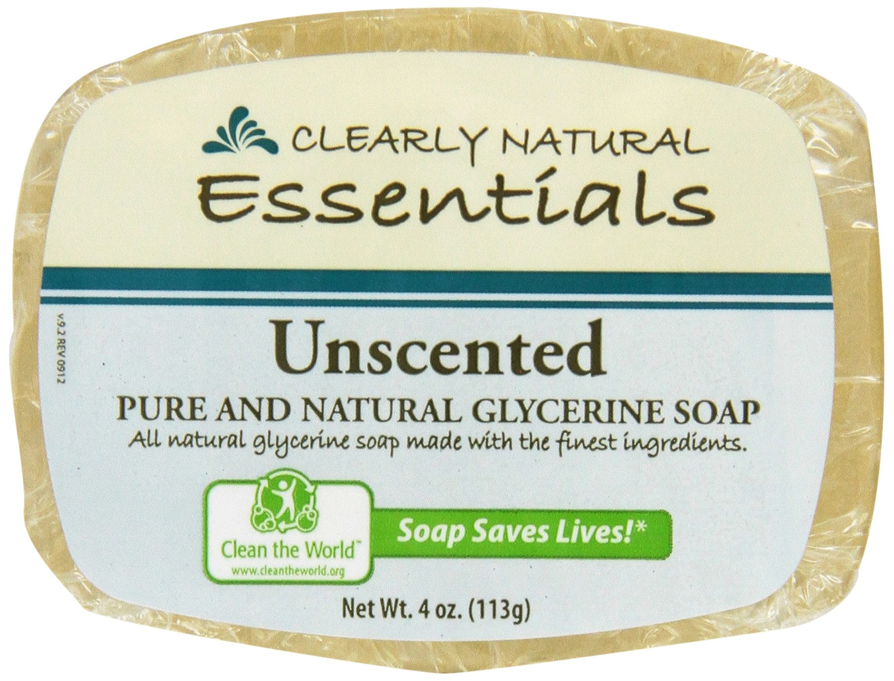 Clearly Natural: Glycerine Soap, Unscented 4 oz (4 pack)