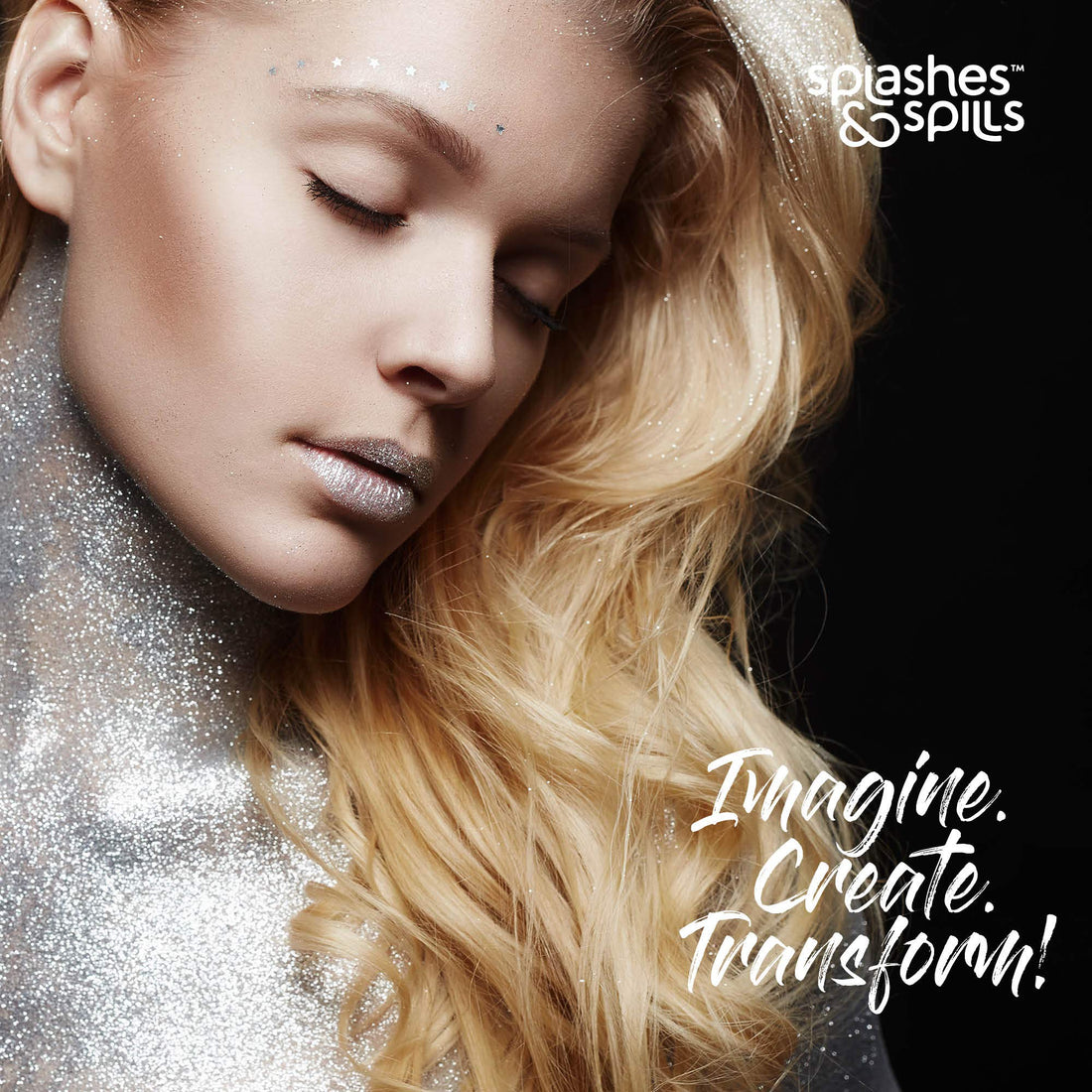 Body Glitter Paint Gel - 7 Color Costume Set for Women, Girls - 10 ml Tubes Holographic Shimmer Effect for Hair, Body, Face - Great for Festival, Costume Party, Halloween - by Splashes and Spills