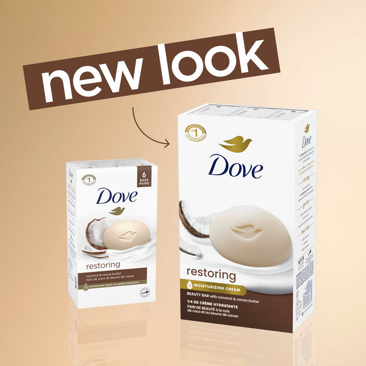 Dove Beauty Bar For Softer Skin Coconut Milk More Moisturizing Than Bar Soap 3.75 oz 6 Bars (Packaging may vary)