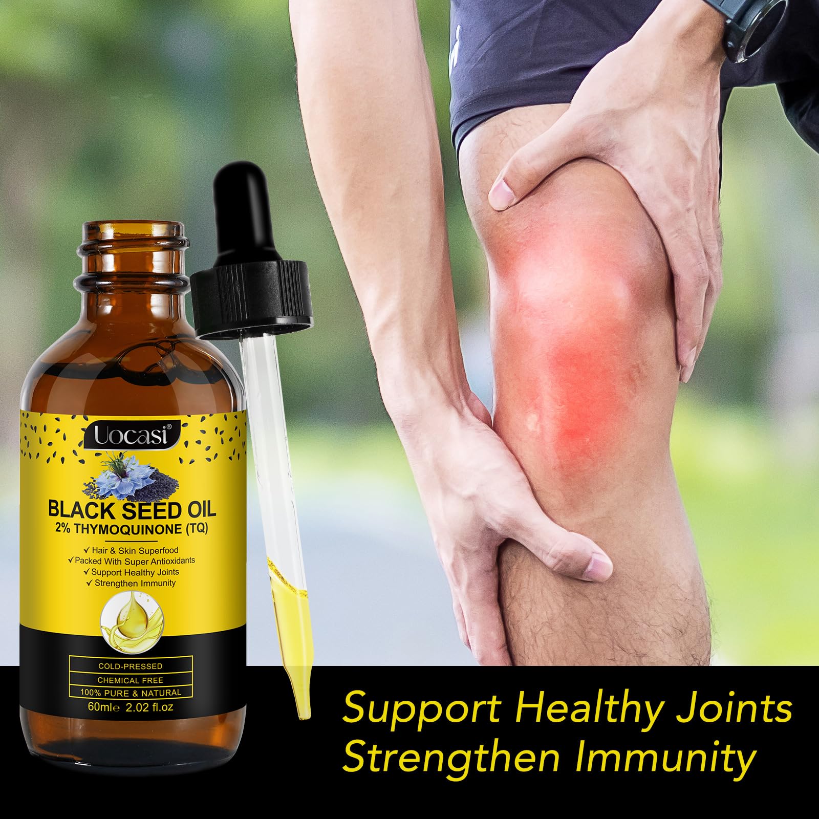 Black Seed Oil Organic Cold Pressed, 100% Pure and Natural Liquid, Enriched with High TQ & Dynamic Harmony of Omegas 3 6 9, Hair Growth, Skin Cares, Nourishes and Hydrates Hair