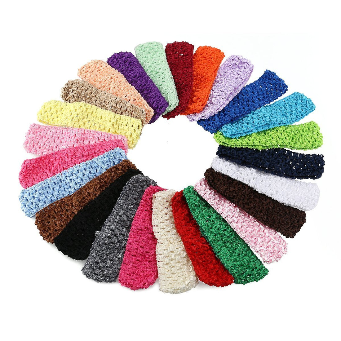 KW Collection Girl Baby Headbands Elastic Crochet Hair Bands Hair Accessories Elastics Ties Shaper Head Wrap Set Pack of 25 Pcs in 25 Colors (Band: 1.6Ãƒâ€”5.5, 25 Colors, 1 Pcs per Color)