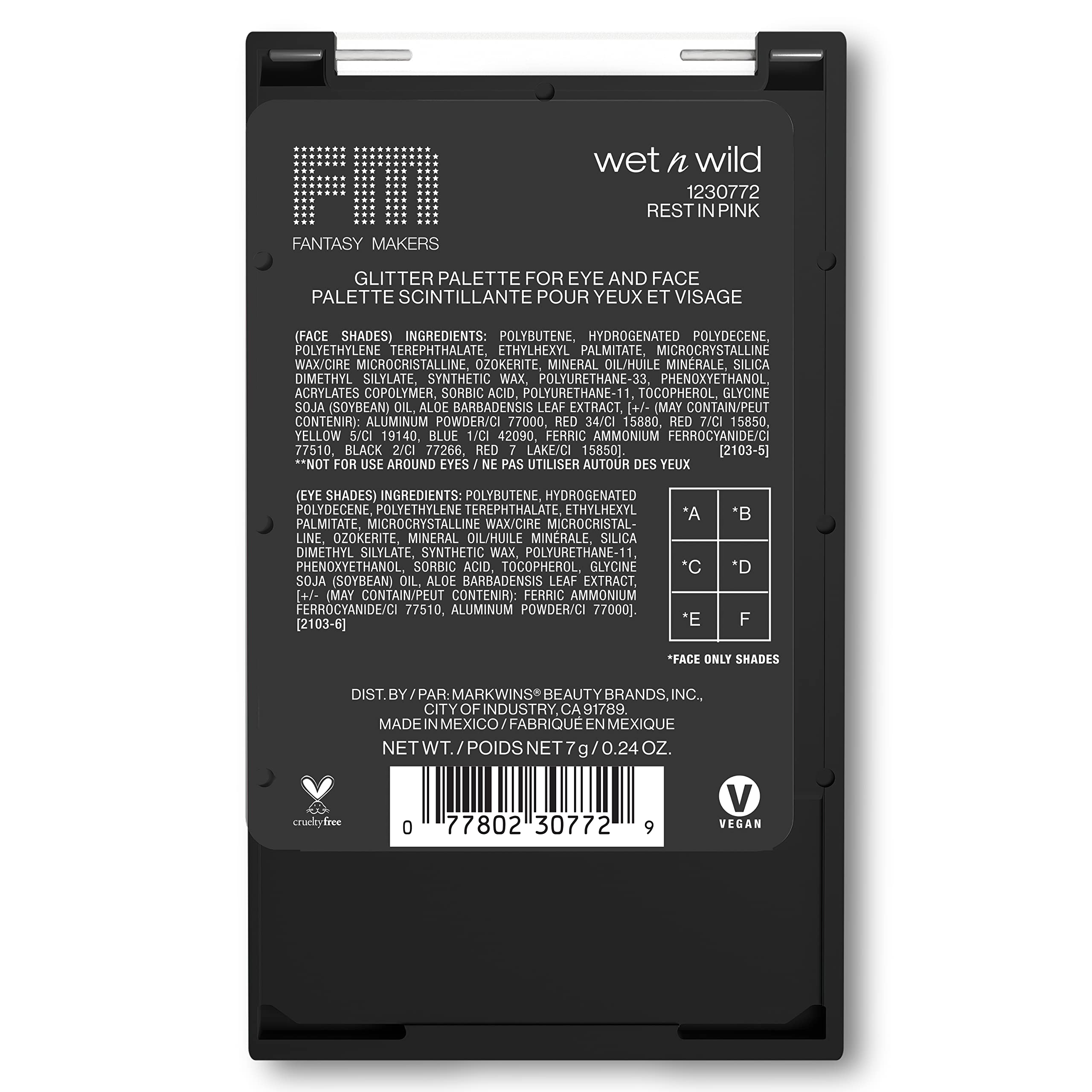 wet n wild Fantasy Makers Glitter Eyeshadow Palette, Long Wearing Shimmering Brilliance, Creamy Texture, 6 Complementary Shades, Cruelty-Free - Rest in Pink