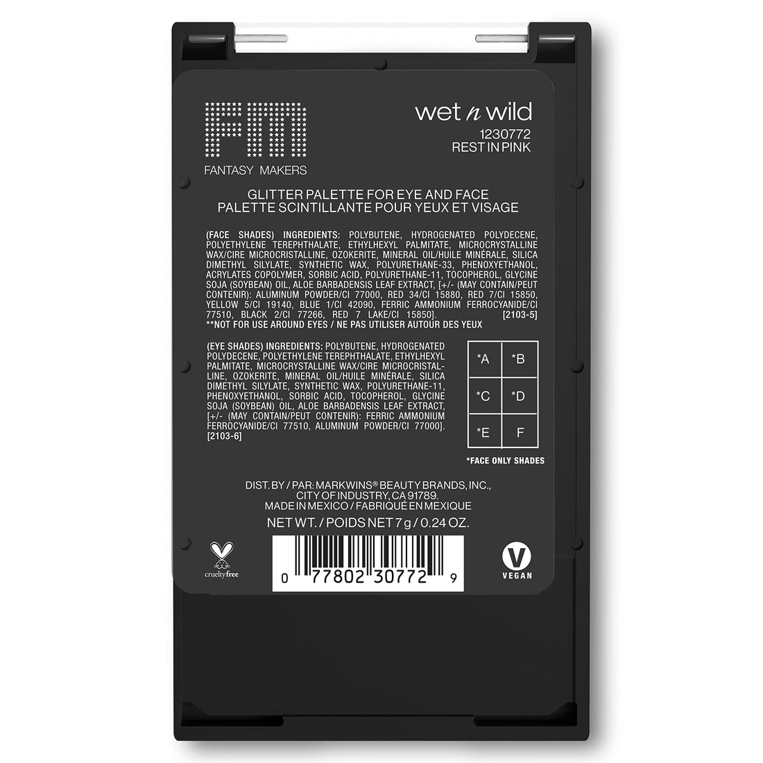 wet n wild Fantasy Makers Glitter Eyeshadow Palette, Long Wearing Shimmering Brilliance, Creamy Texture, 6 Complementary Shades, Cruelty-Free - Rest in Pink