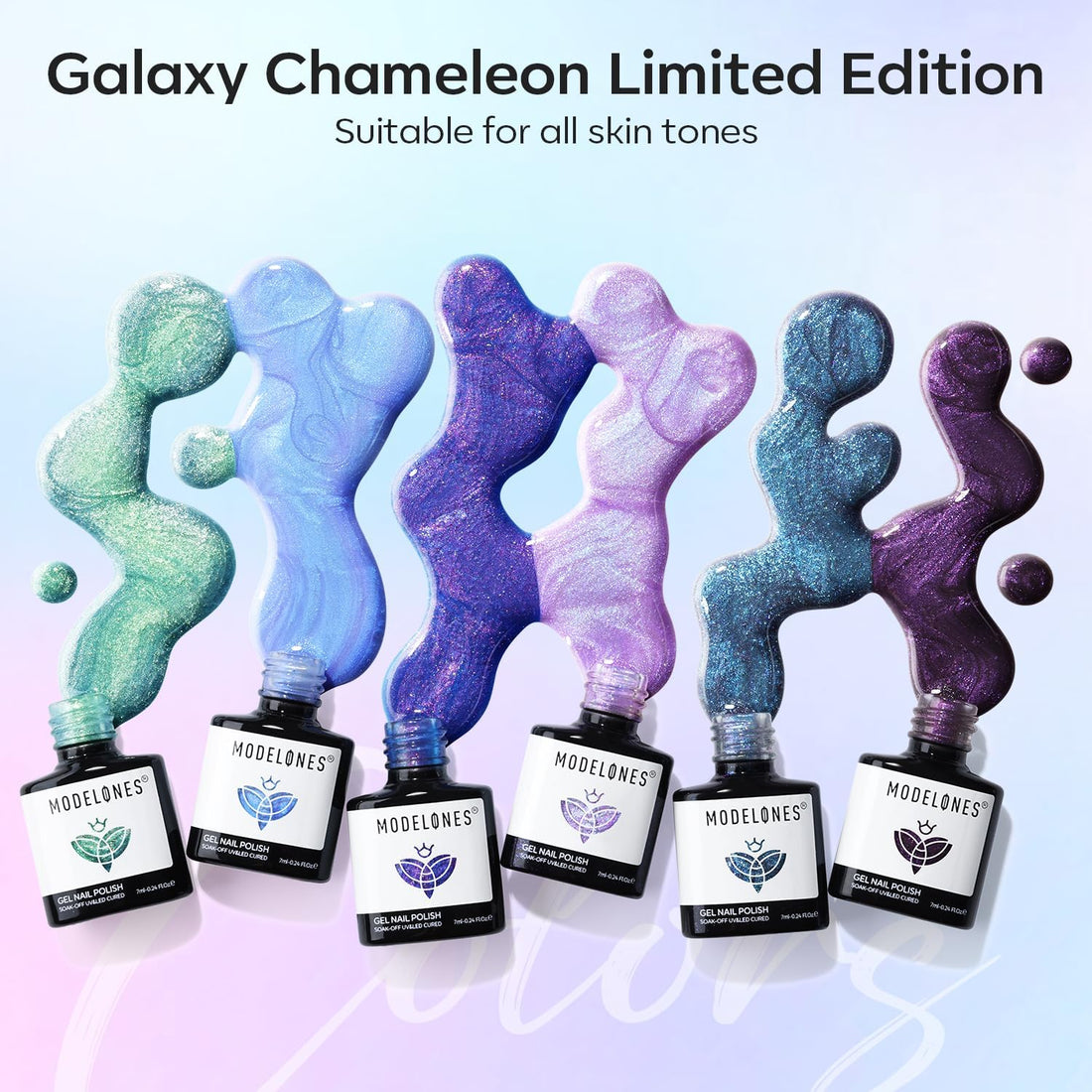 modelones Chameleon Gel Nail Polish Set- 6 Colors Fall Winter Aurora Shimmer Glitter Gel Polish Kit Blue Green Purple Nail Gel Polish Soak Off LED Nail Lamp Nail Art Gel Kit DIY Salon Gift for Women