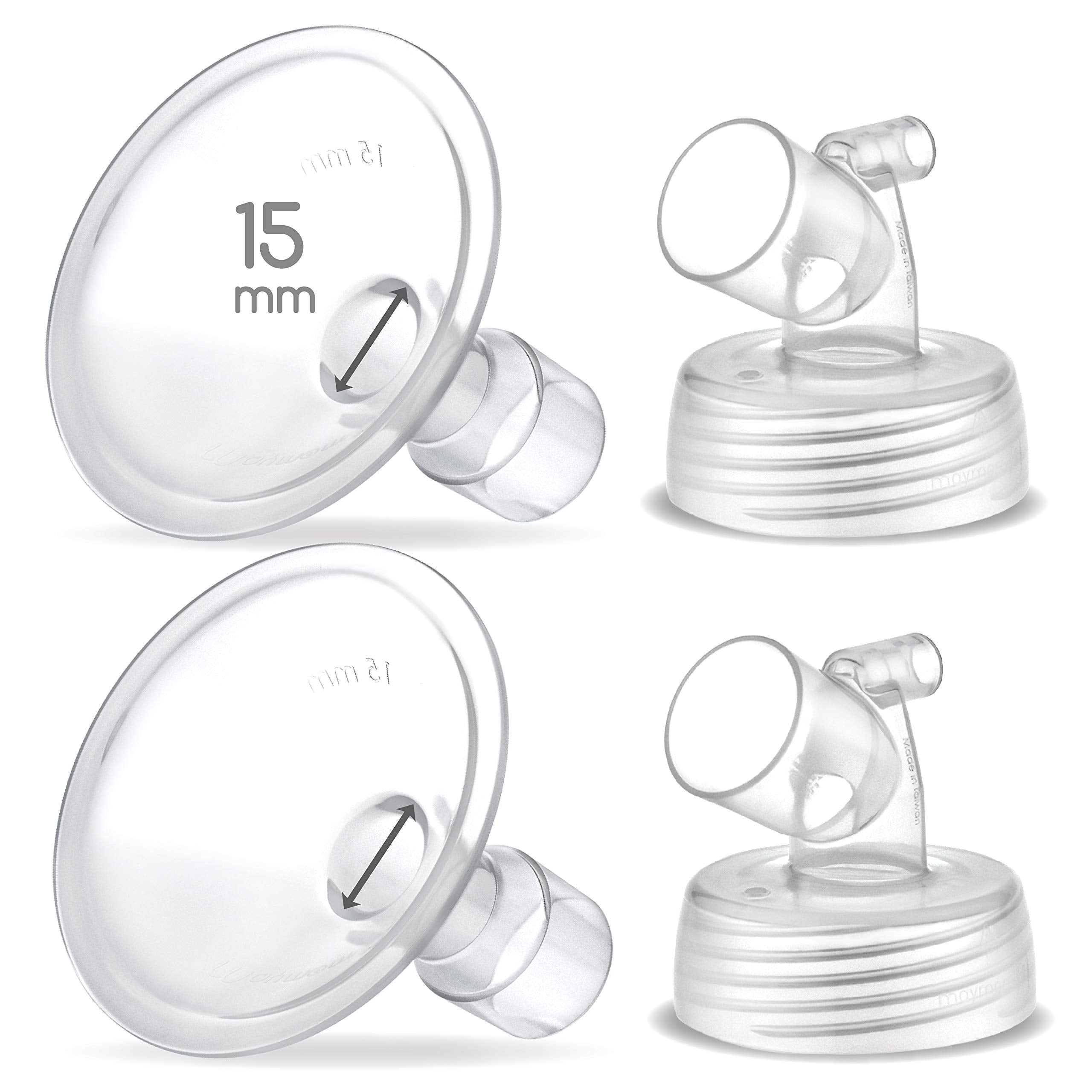 Maymom Two-Piece Wide Neck Pump Parts for Spectra S1/S2 Pumps; Incl Wide Mouth Flanges; Not Original Spectra Flange (15 mm Two Flanges)