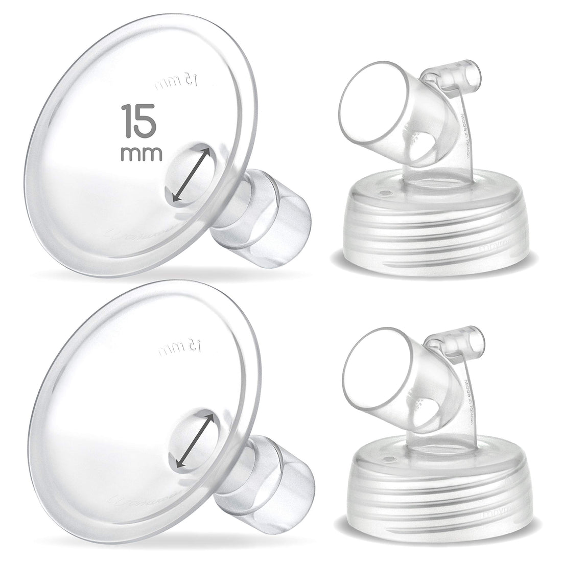 Maymom Two-Piece Wide Neck Pump Parts for Spectra S1/S2 Pumps; Incl Wide Mouth Flanges; Not Original Spectra Flange (15 mm Two Flanges)