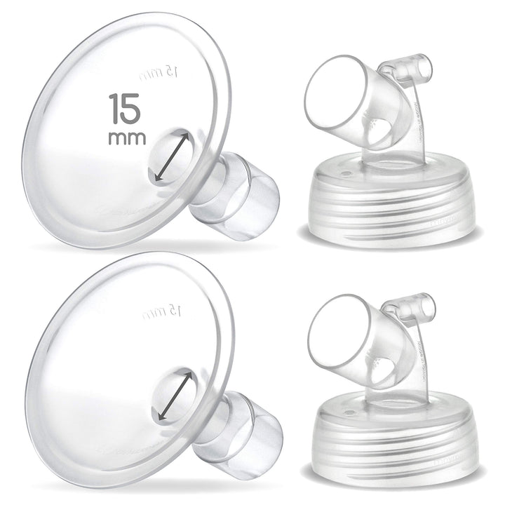 Maymom Two-Piece Wide Neck Pump Parts for Spectra S1/S2 Pumps; Incl Wide Mouth Flanges; Not Original Spectra Flange (15 mm Two Flanges)