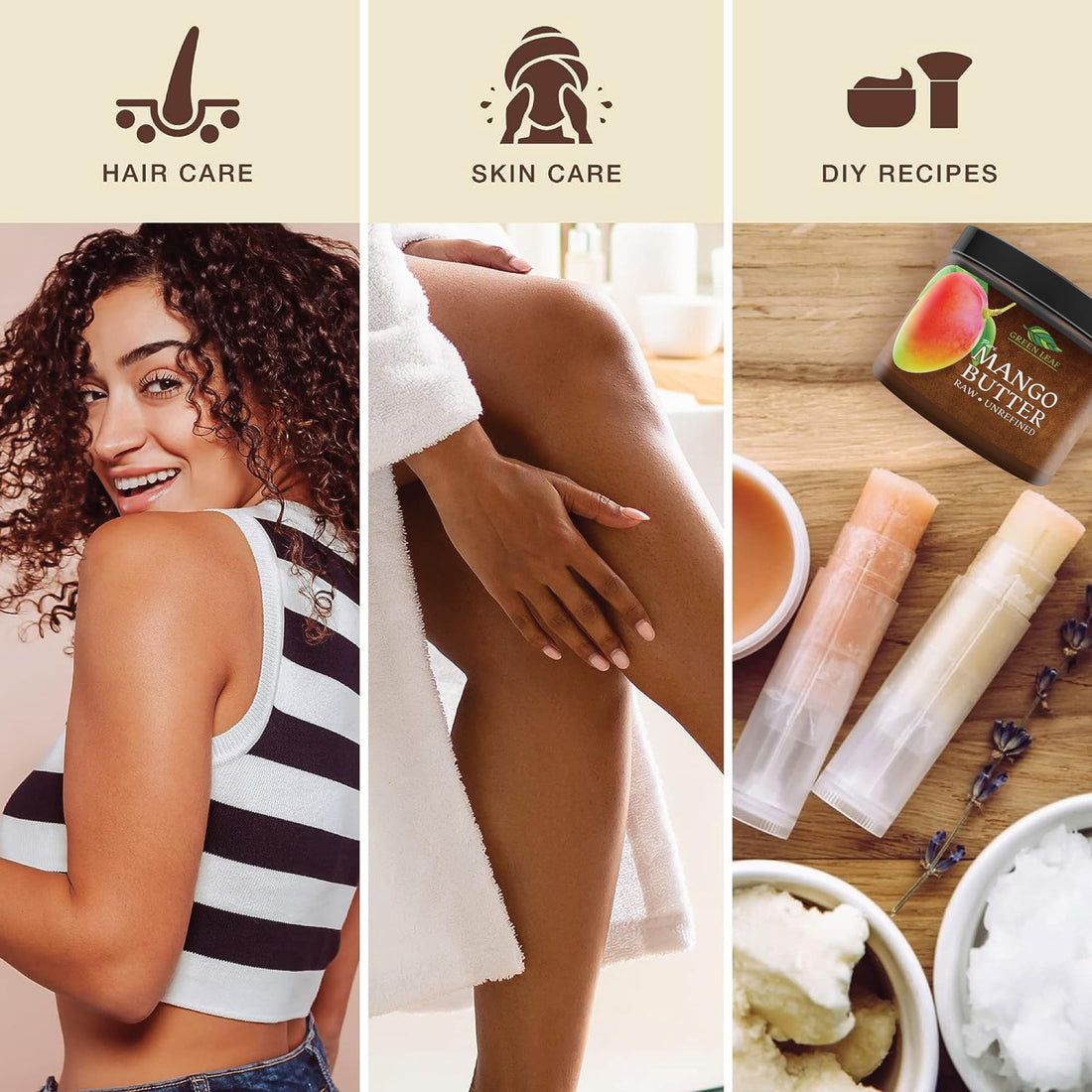 Mango Butter - Raw Unrefined Organic - 100% Pure for Hair and Skin - Smooth and Creamy for DIY Recipes (8 oz)