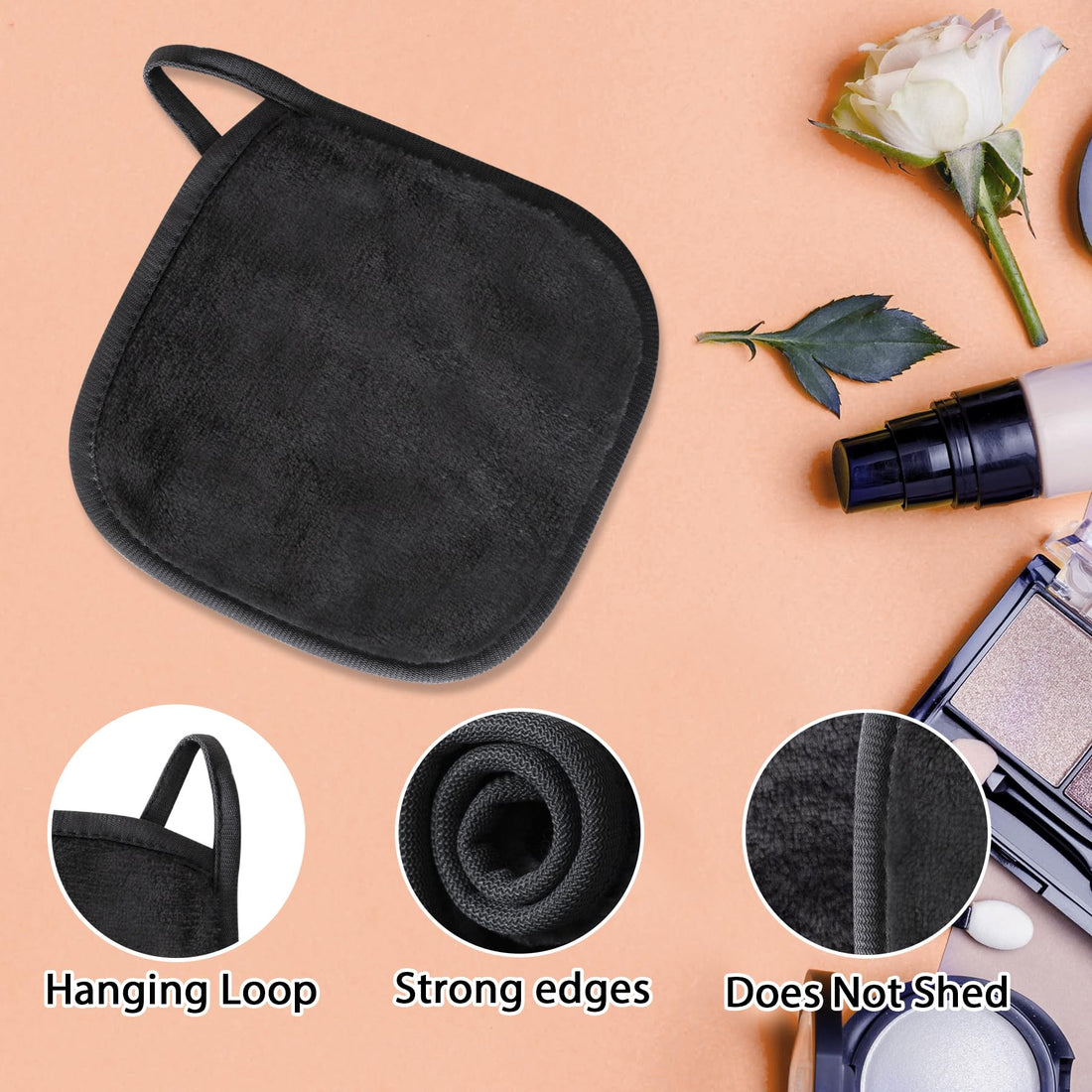 Makeup Remover Cloth, 6 x 6 Makeup Remover Towels Reusable Face Cloth for Washing Face, Makeup Remover Pads Microfiber Face Washcloth with Mesh Bag, 12 Pack, Grey