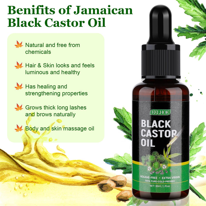 YUOLITA 2PCS Black Castor Oil for Hair, Organic Castor Oil Body Message Castor Oil 100% Pure Natural Black Castor Oil for Body Skin Moisturizer & Hair Eyelashes and Eyebrows(2 fl oz)