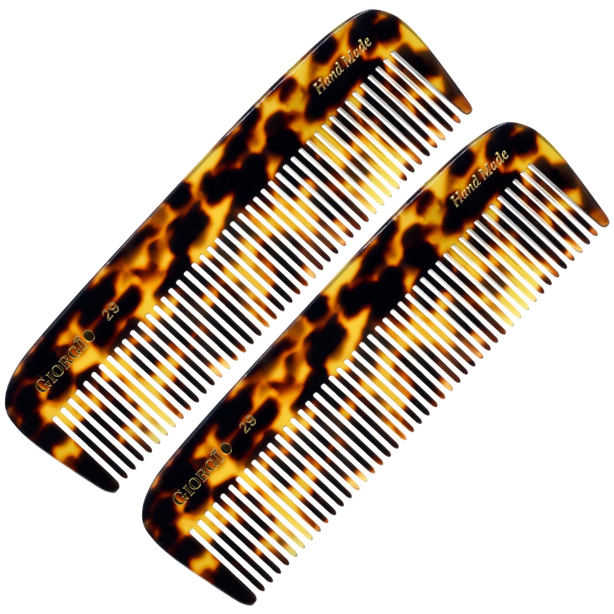 Giorgio G29 All Coarse Hair Detangling Comb Wide Teeth Pocket Comb for Thick Curly Wavy Hair. Hair Detangler Comb for Grooming Styling Hair, Beard and Mustache. Handmade Saw-Cut and Hand Polished