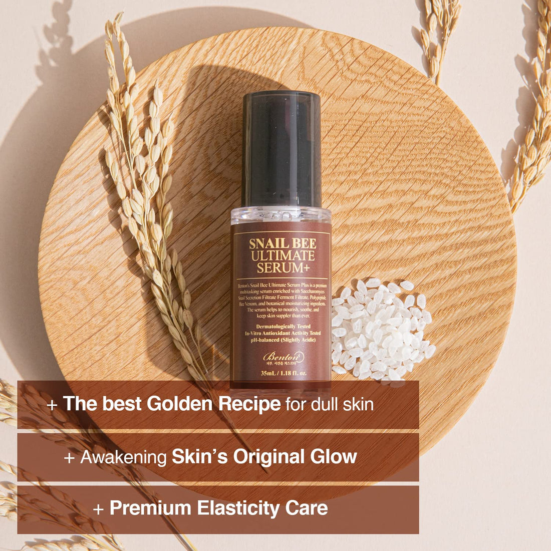 BENTON Snail Bee Ultimate Serum 35ml (1.18 fl.oz.) - Snail Secretion Filtrate, Bee Venom, Tea Tree Leaf Water Contained Skin Nourishing & Soothing Facial Serum for Damaged, Acne-Prone Skin