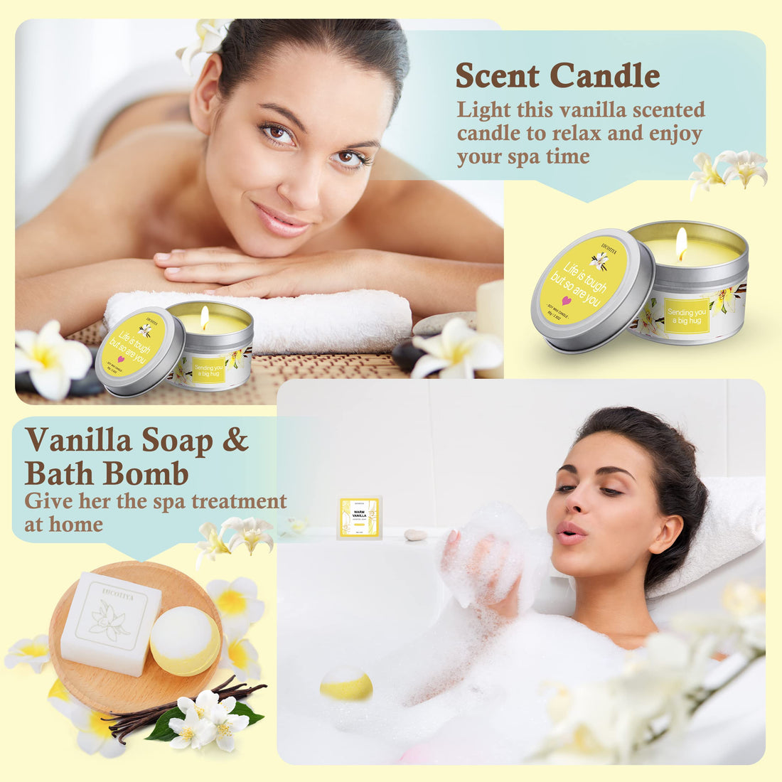 Gifts for Women, Birthday Gifts for Women Relaxing Spa Gifts Baskets for Women Warm Vanilla Bath and Body Gifts Set Self Care Gifts for Women for Friends,Her,Bestie,Mom,Wife Christmas Gifts
