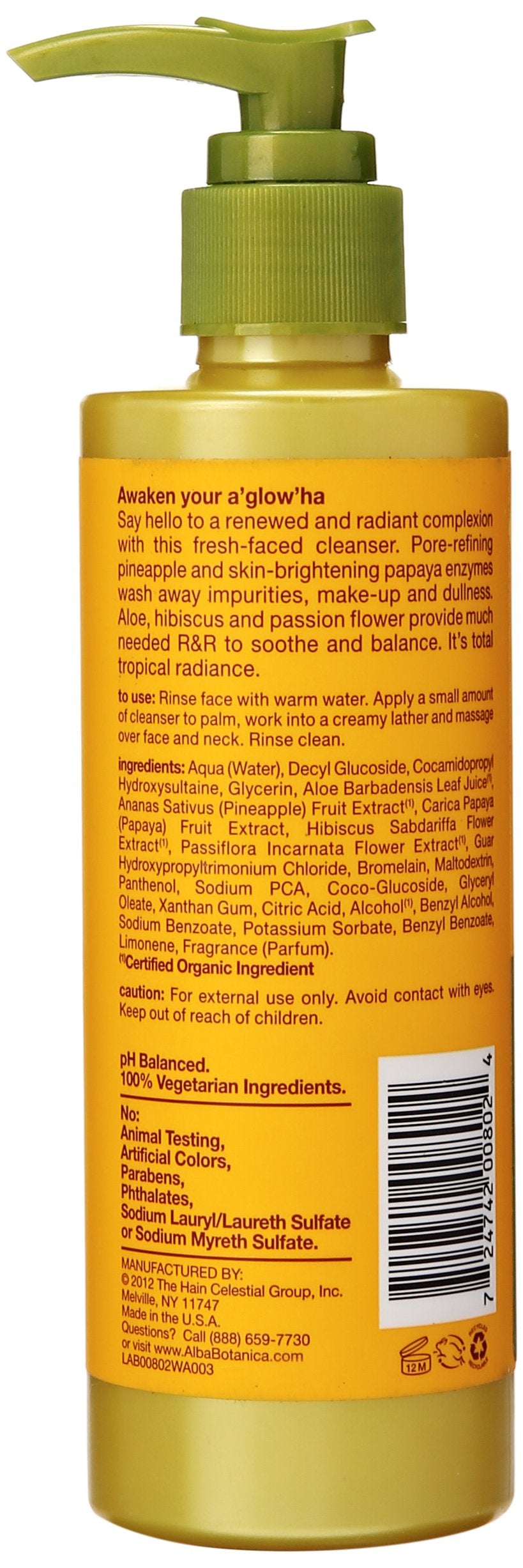 Alba Botanica Hawaiian Enzyme Face Cleanser, Pineapple, 8 oz