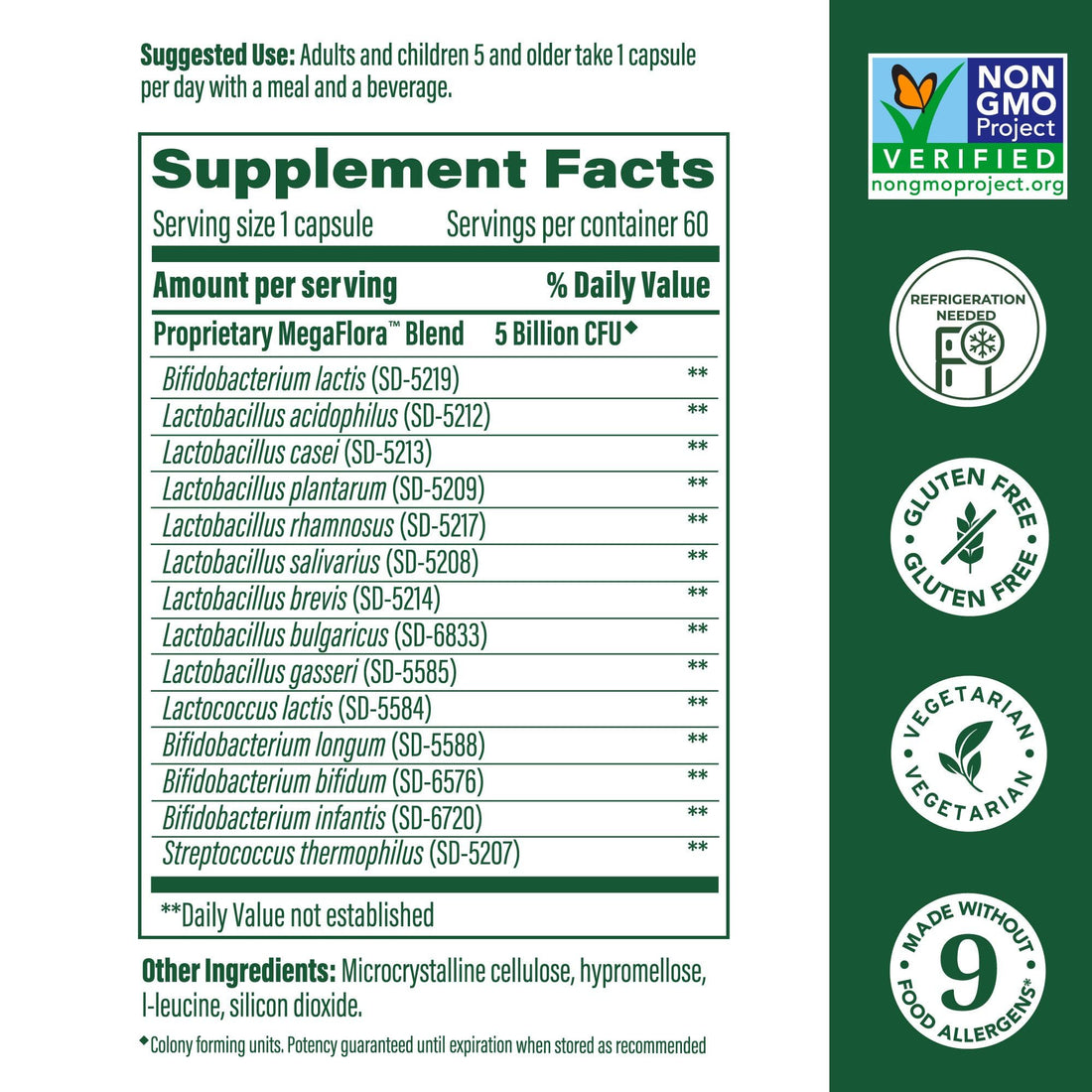 MegaFood MegaFlora Probiotic Kids - Probiotics for Kids 5+, 14 Probiotic Strains & 5 Billion CFUs - Probiotics for Digestive Health- Immune Support, Non-GMO, Made Without 9 Food Allergens - 60 Caps