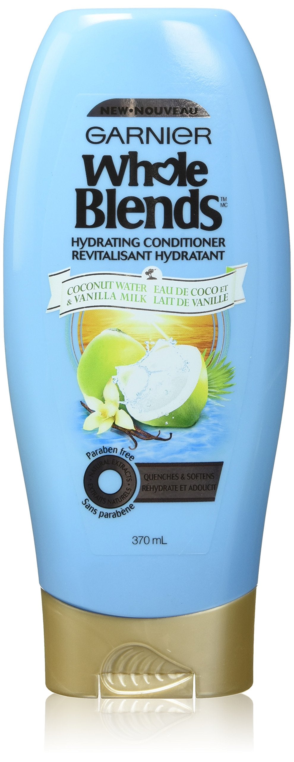 Garnier Whole Blends Hydrating Conditioner For Dry Hair Type With Coconut Water & Vanilla Milk Extracts, 12.5 Fluid Ounce, 1 Count
