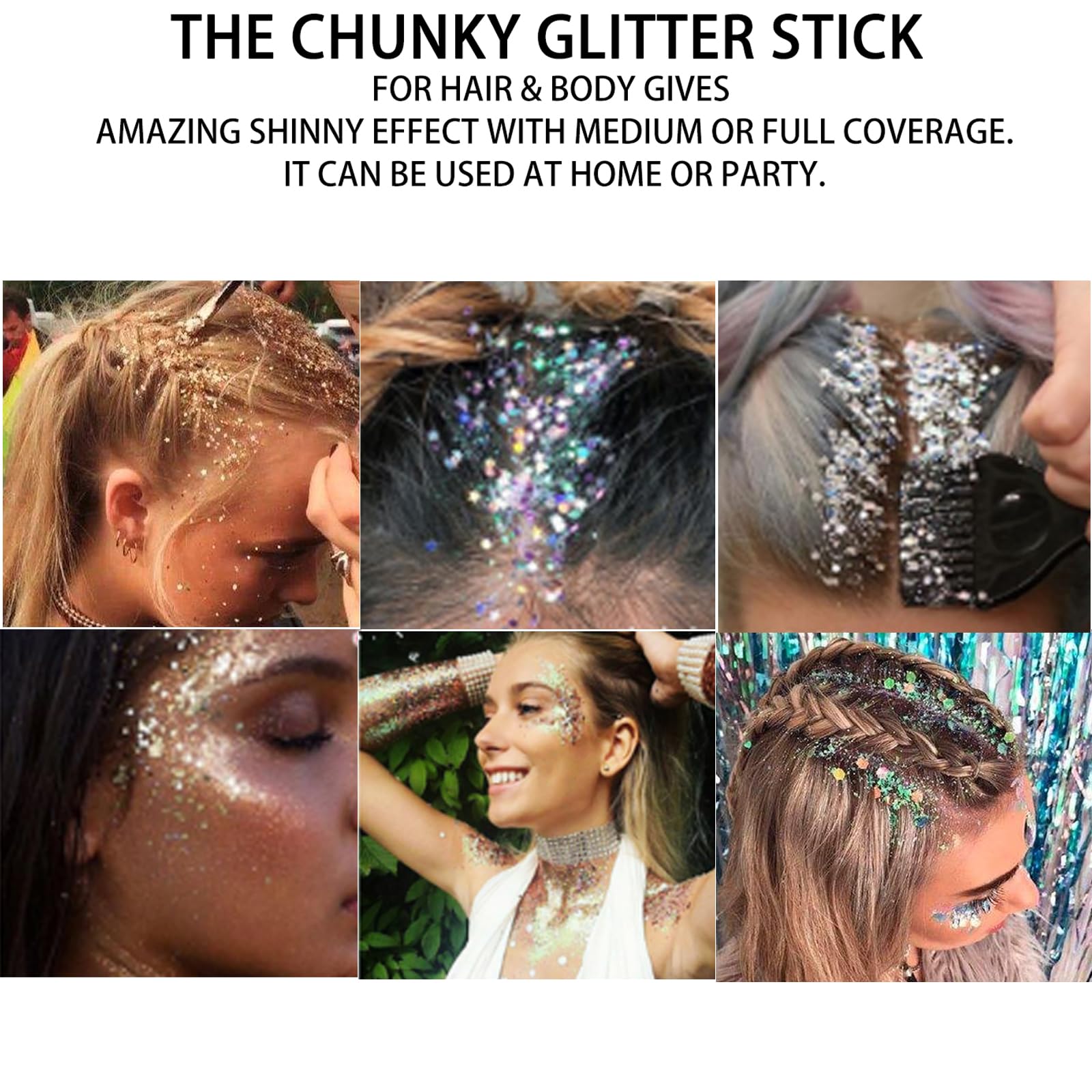 MEICOLY Silver Body Glitter Stick,Waterproof Halloween Face Glitter Gel,Chunky Glitter Face Paint,Mermaid Sequin Hair Glitter Makeup,Sparkle Body Glitter for Women and Kid,Festival Accessories Glitter
