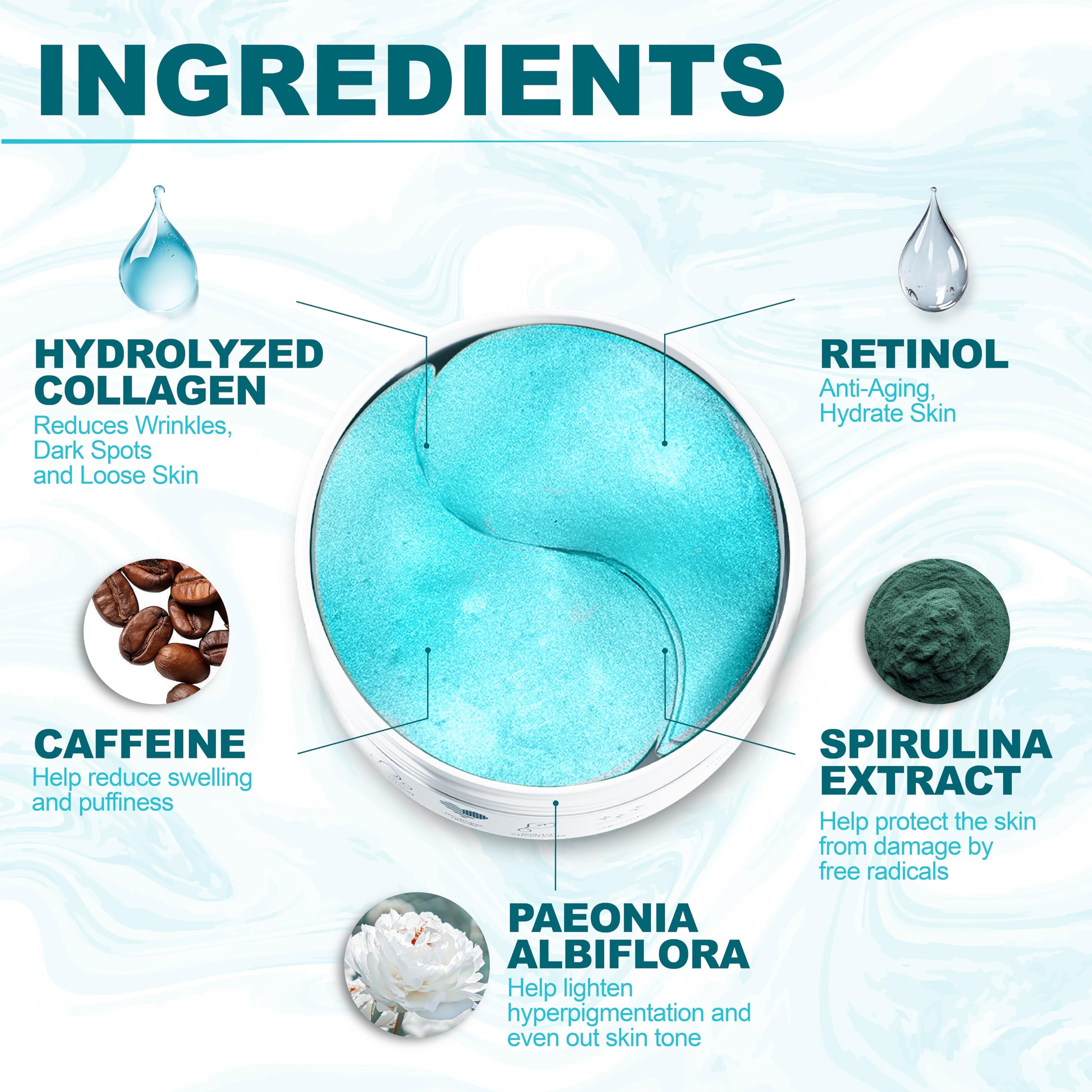 Under Eye Patches For Puffy Eyes And Dark Circles - Retinol Collagen Under Eye Masks - Reduce Wrinkles & Bags - Skin Treatment Pads - Anti Aging Moisturizer Mask For Women Gift - 60 Gel Pads