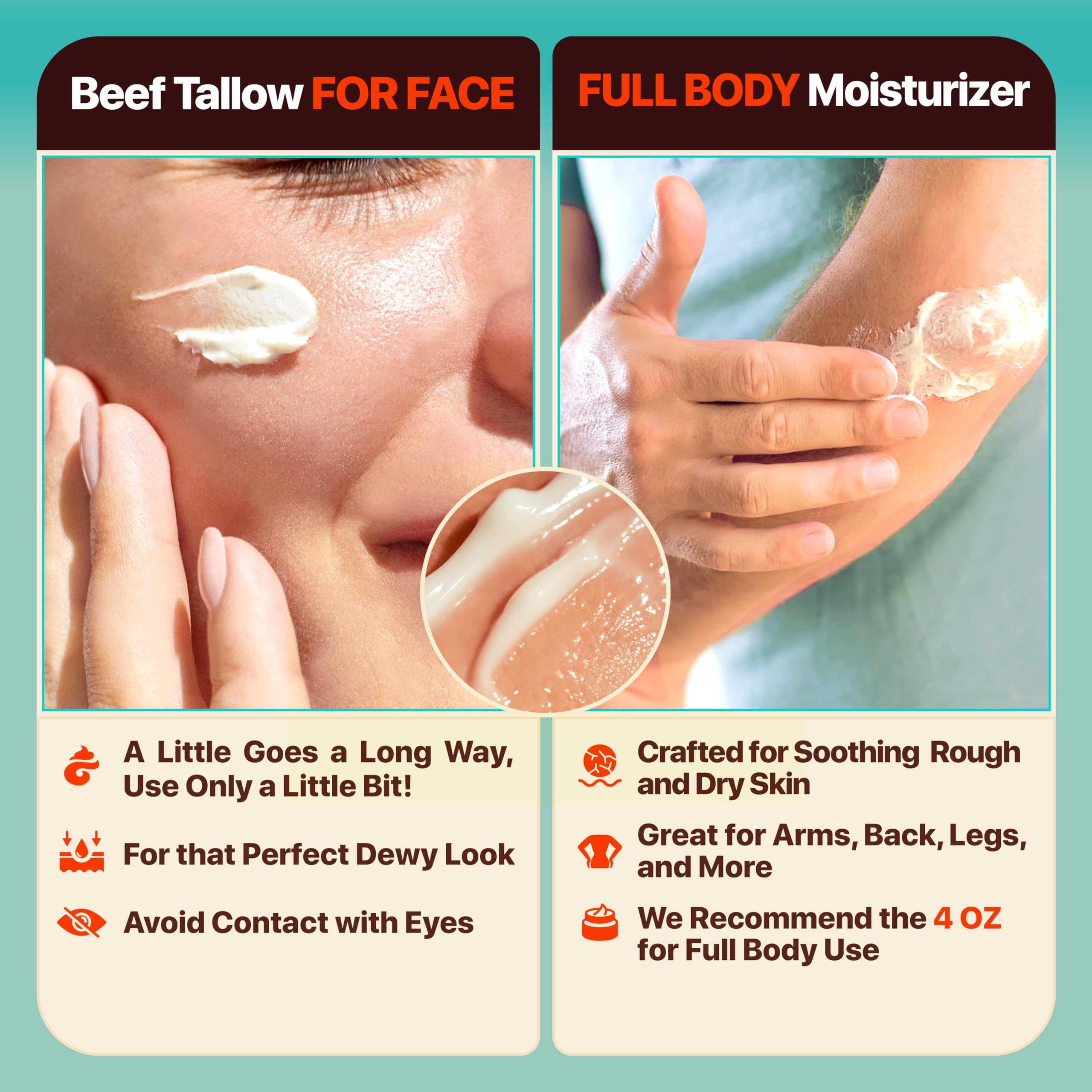 Meadow Bliss Beef Tallow for Skin - Moisturizer Cream - 100% Grass Fed - Whipped Beef Tallow - Organic Jojoba Oil - Organic Shea Butter - Supports Eczema, Rosacea+ - Made in USA - Citrus Breeze - 4 oz