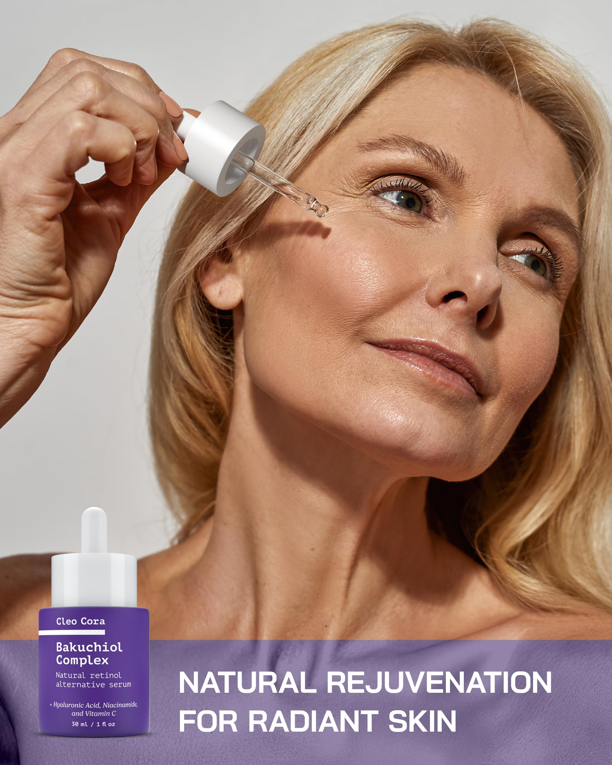 Bakuchiol Retinol Serum - Anti Aging Serum for Face & Eyes - Korean Skincare Retinol Alternative - Fine Lines & Wrinkles - Rejuvenation Facial Skin Care Booster - Bakuchiol Niacinamide Hyaluronic Acid