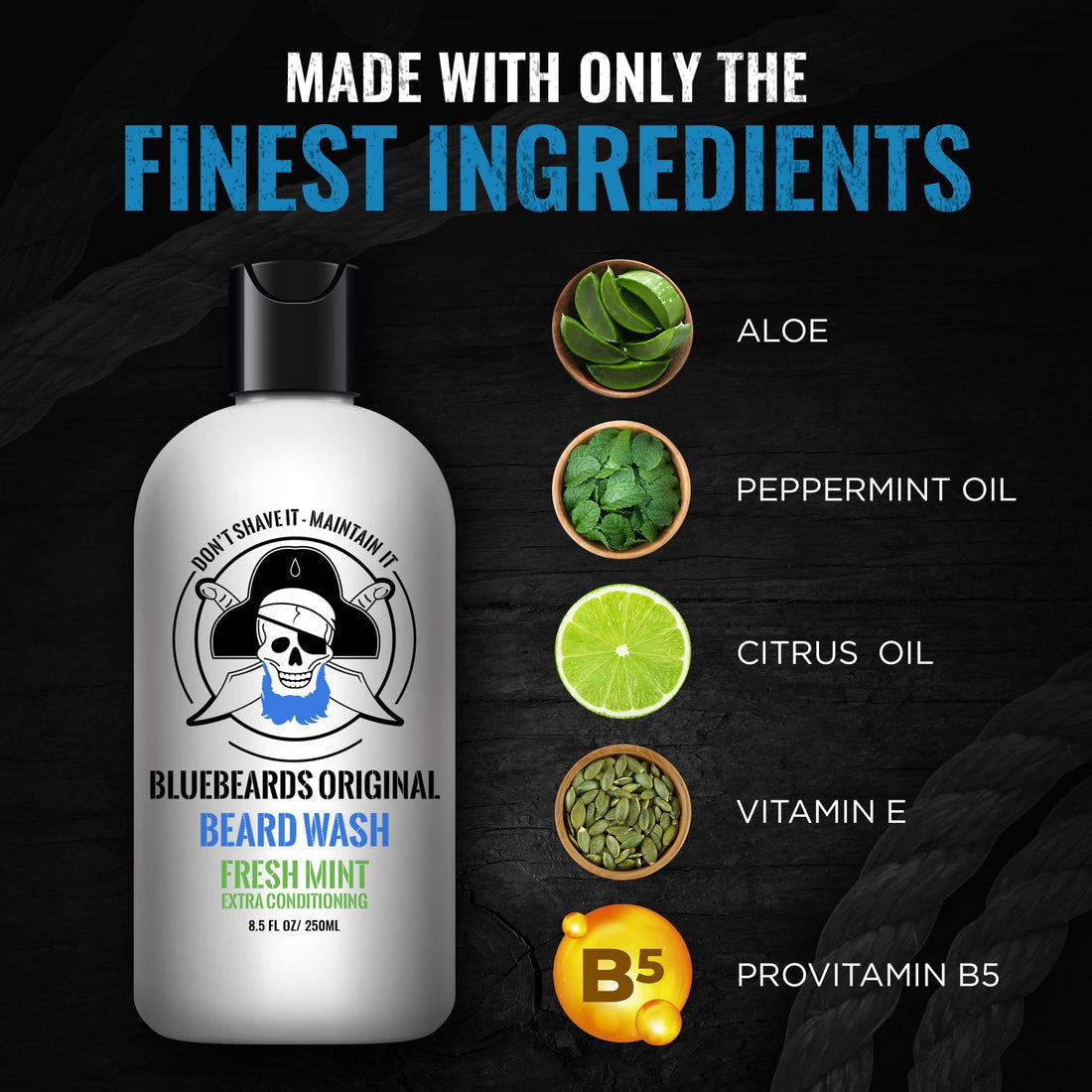 Bluebeards Original Fresh Mint Beard Wash with Peppermint Oil, 8.5 Fl Oz