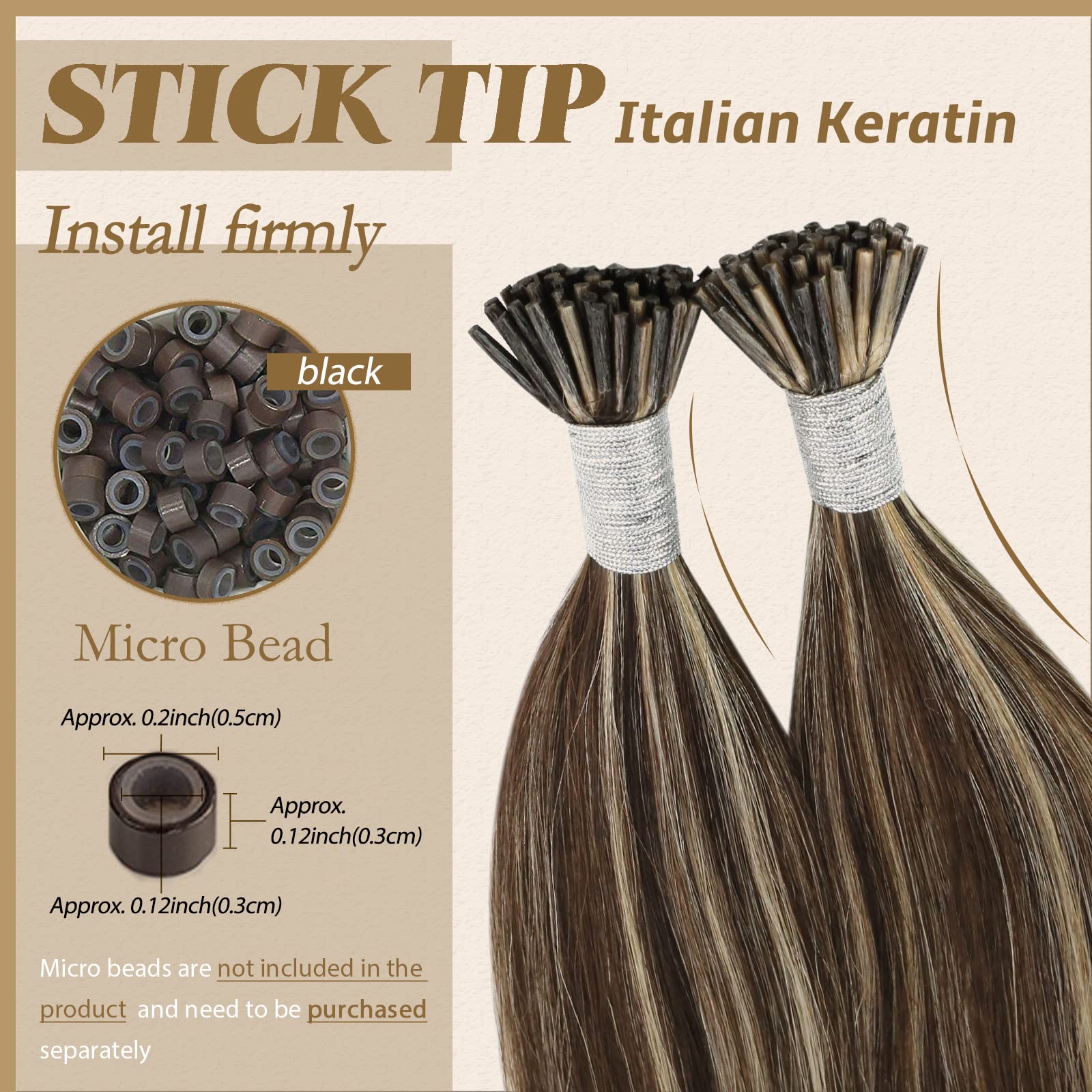 20, Dark Brown With Caramel Blonde: Youngsee 20 Inches Piano Color I Tip Hair Extensions Dark Brown Mixed With Caramel Blonde Remy Straight Pre Bonded Keratin Fusion Hair Extensions 50Gra