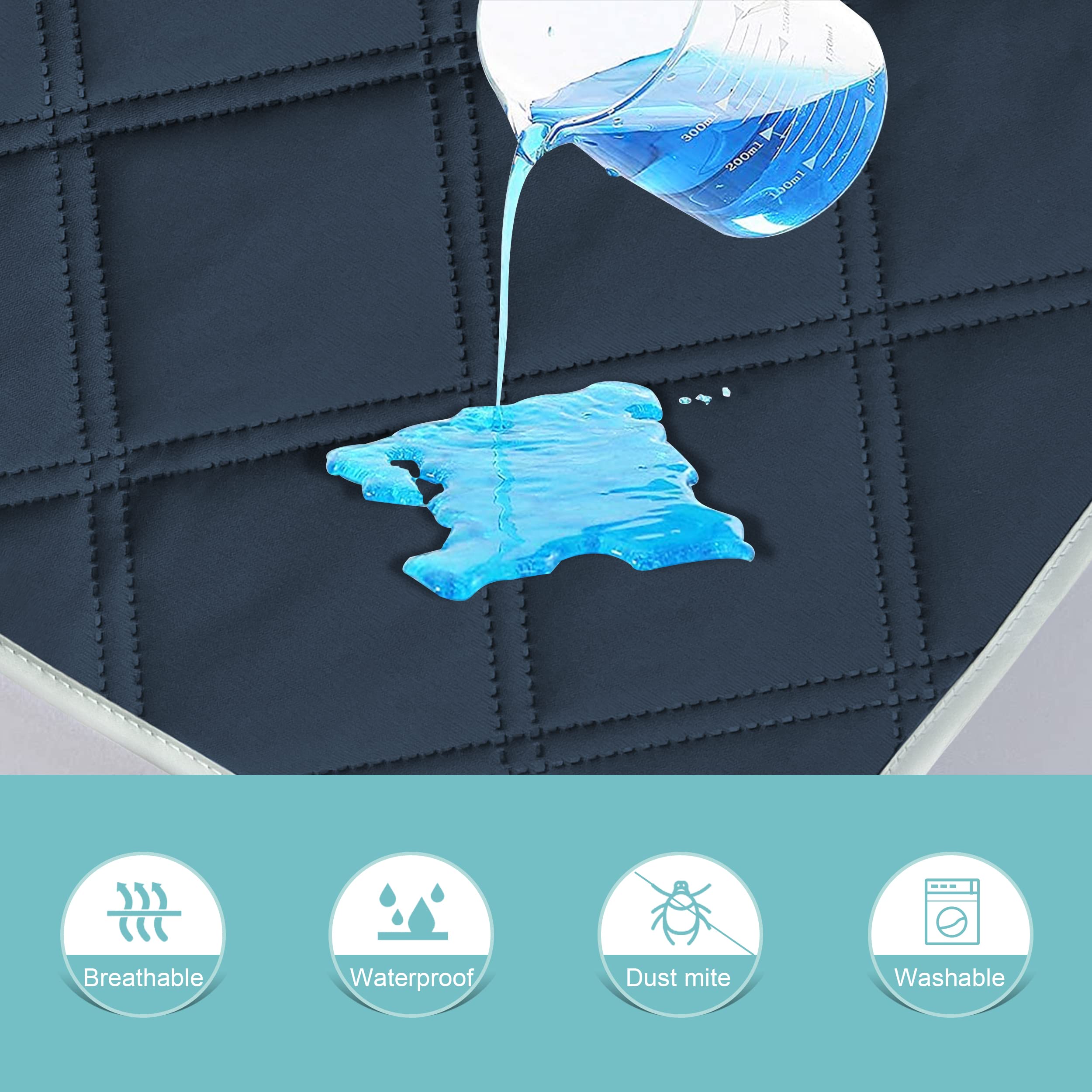 Sunny zzzZZ 6 Pack Baby Waterproof Changing Pad Liners - Quilted Thicker Ultra Soft Changing Table Cover Liners - Durable & Easy to Clean - Navy Blue - 23 x 11