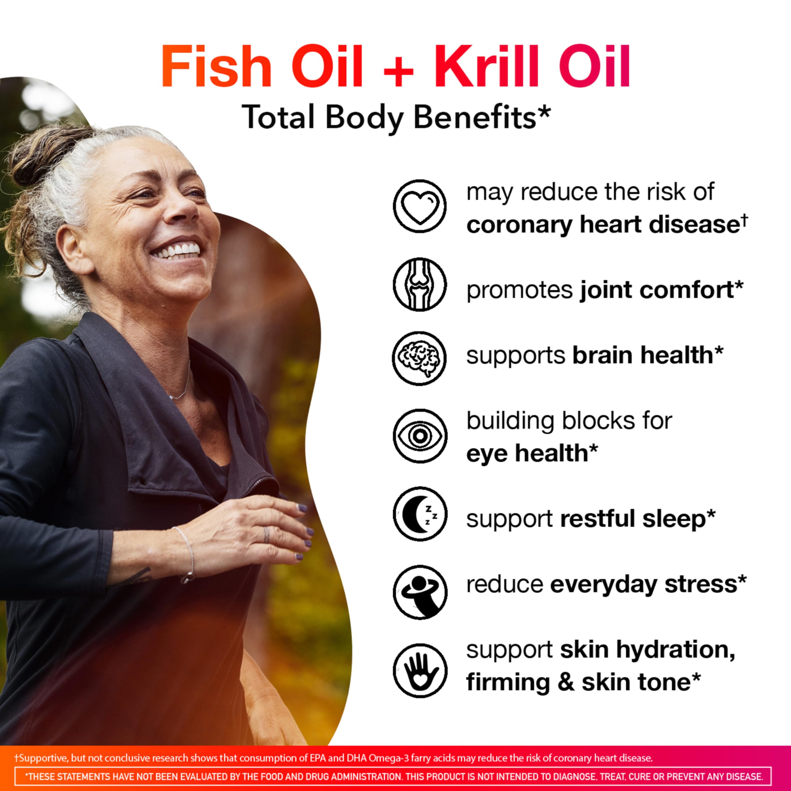 Omega-3 Blend Total Body + Refresh 500mg Softgels, MegaRed (65 count in a bottle), Easily Absorbed Krill Oil, To Support Your Heart, Joints, Brain & Eyes