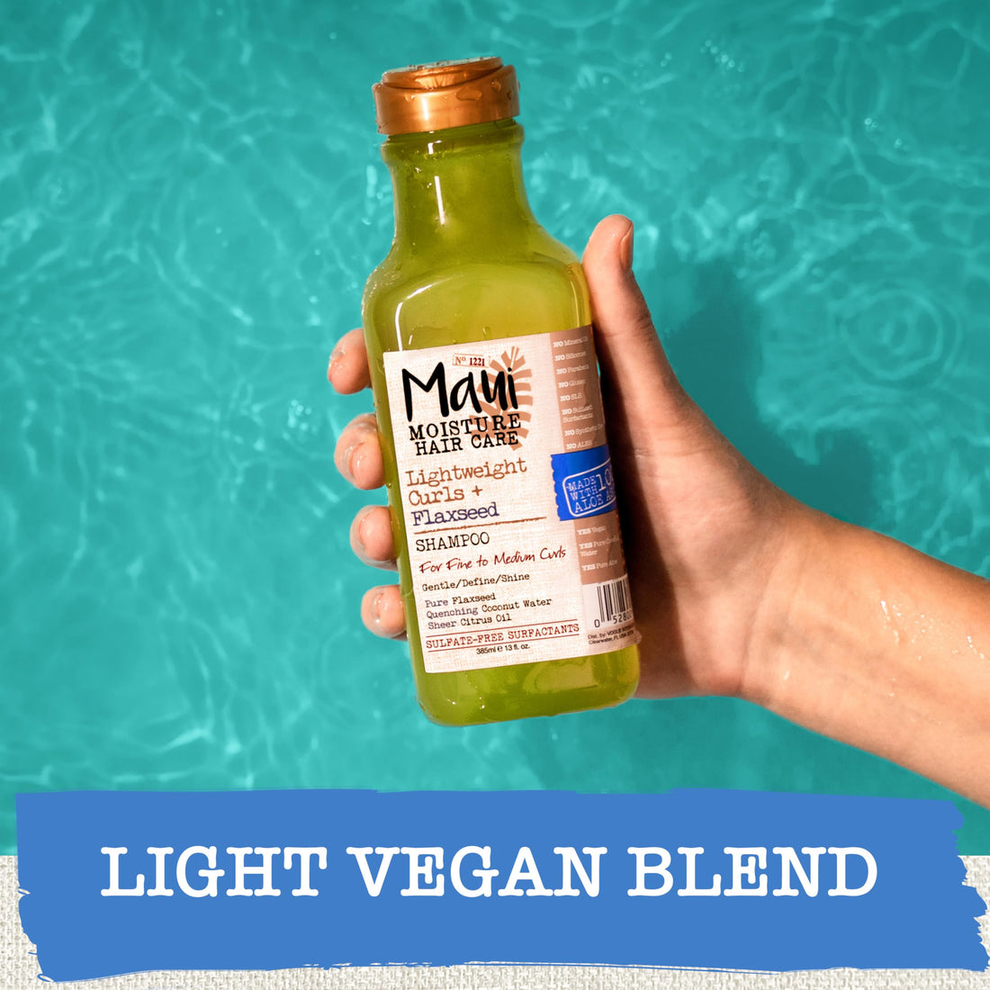 Maui Moisture Lightweight Curls + Flaxseed Shampoo, Paraben Free, Silicone Free, 13 Fl Oz,Green