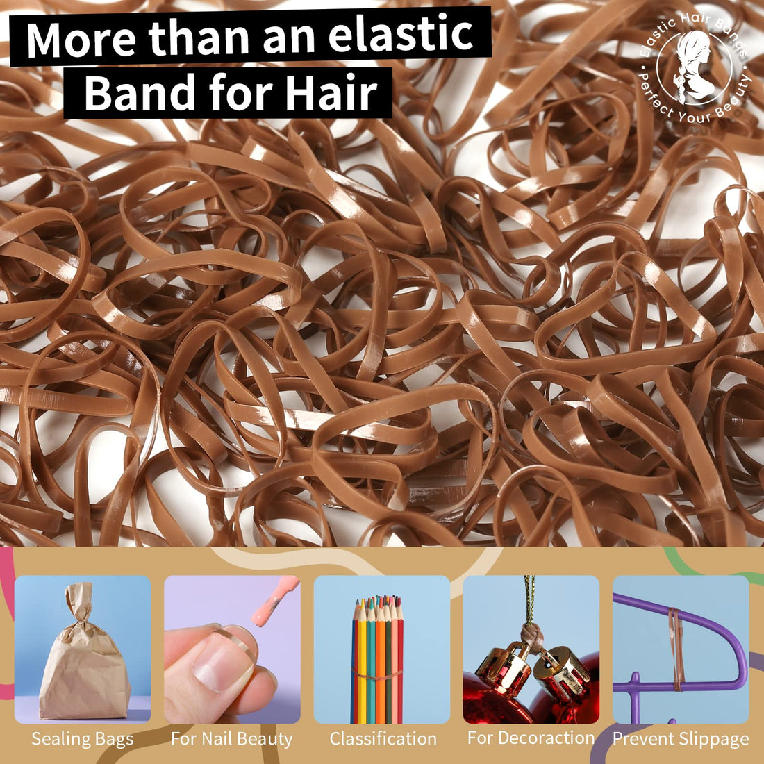 Teenitor Elastic Hair Bands, Rubber Bands for Hair, Small Hair Ties, 300pcs, Light Brown