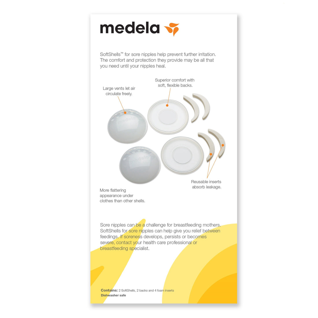 Medela SoftShells Breast Shells for Sore Nipples for Pumping or Breastfeeding, Discreet Breast Shells, Flexible and Easy to Wear, Made Without BPA