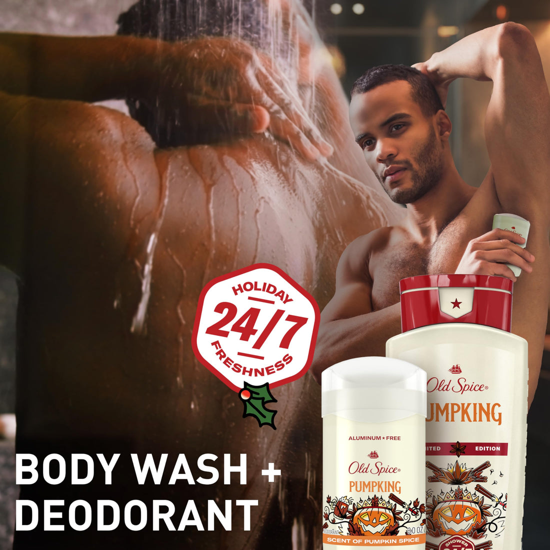 Old Spice Aluminum Free Deodorant for Men, Holidudes Limited Edition, 24/7 Holiday Freshness, Odor Protection, Stocking Stuffer, PumpKing Pumpkin Spice Scent, 3.0 oz