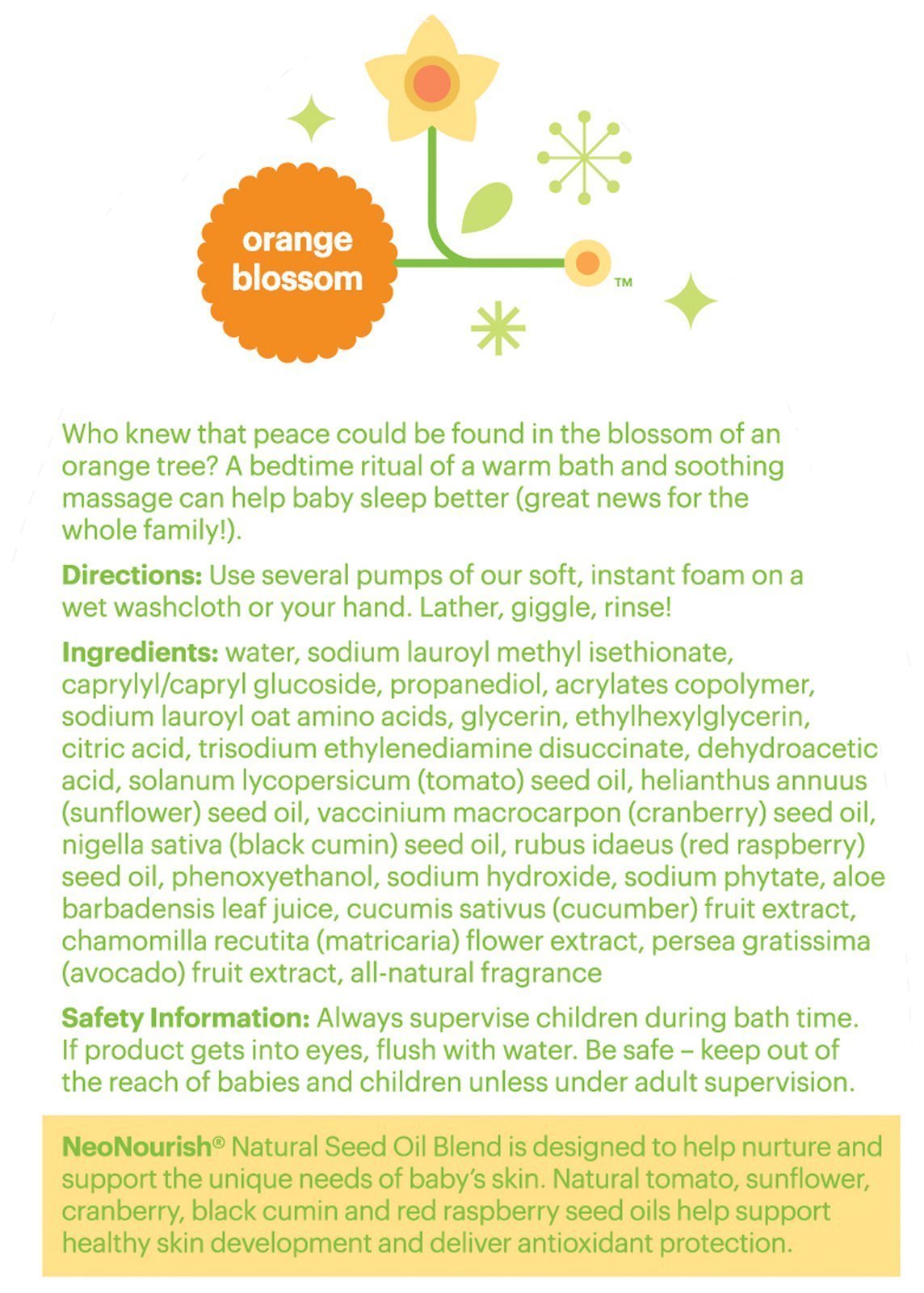 BabyGanics Foamin' Fun Night Time Shampoo & Bodywash, Natural Orange Blossom-16oz