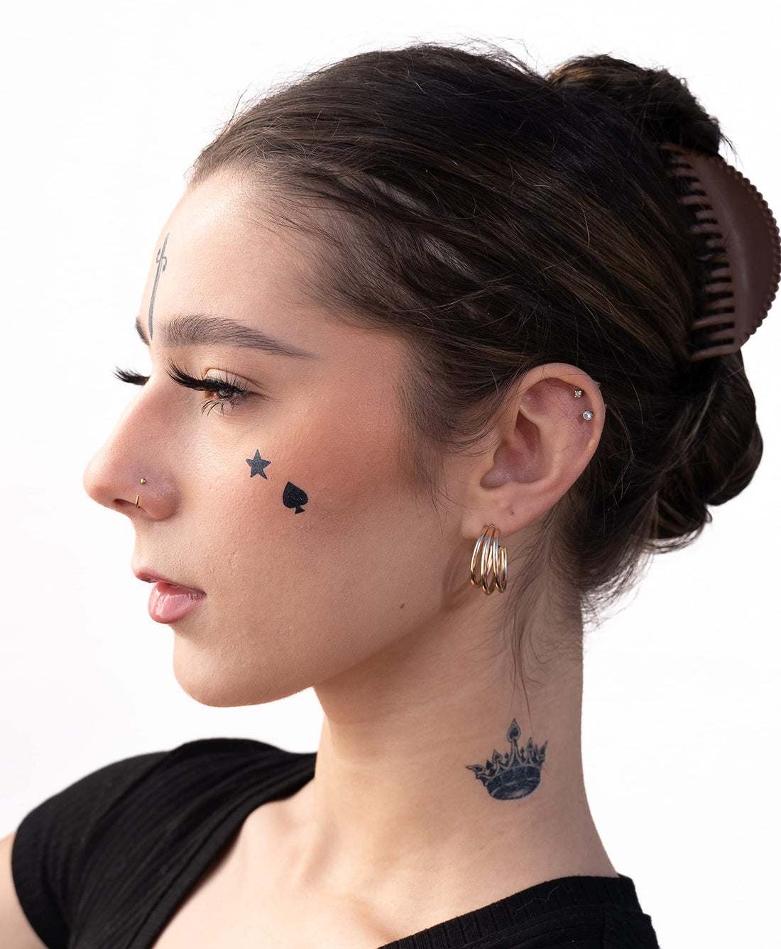 Thug Ink Temporary Tattoos - Volume II - 6 Temporary Tattoos ~ Face Tattoos ~ Ice Cream Cone, Dagger, Crown, Cross, etc ~ Thug Life ~ Fake Tattoos ~ Water-Transfer Tattoos