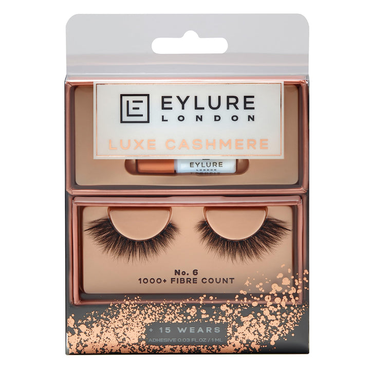 Eylure False Lashes, Luxe Cashmere No. 6 with Adhesive Included, 1 Pair