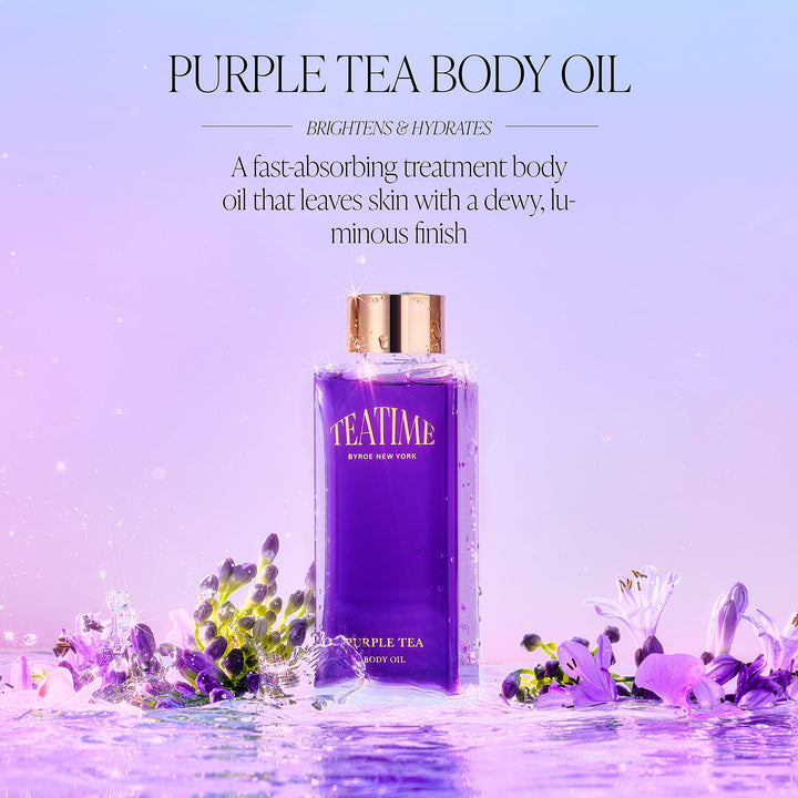 Byroe Purple Tea Body Oil | Moisturizing Almond Oil and Resurfacing BHA for Dry Skin | Lavender and Jasmine Scent | Lightweight and Fast Absorbing | Vegan, 65 ML