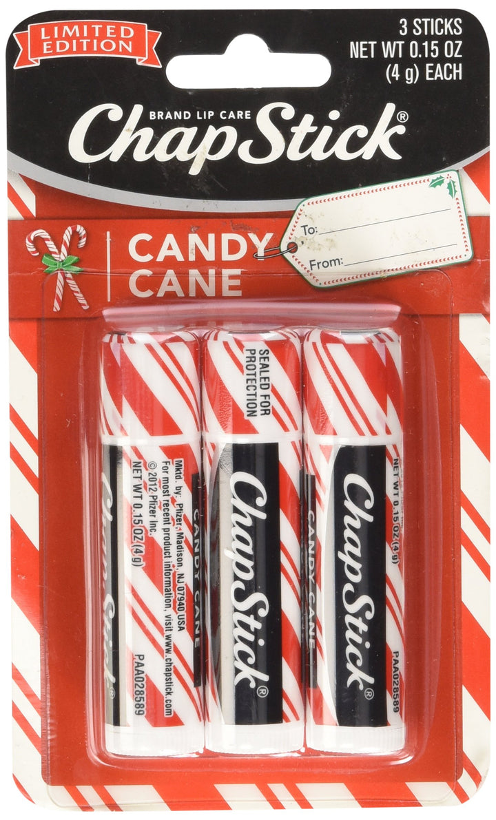 Limited Edition Chapstick Holiday 3 Pack Candy Cane And Collector's Edition Tin