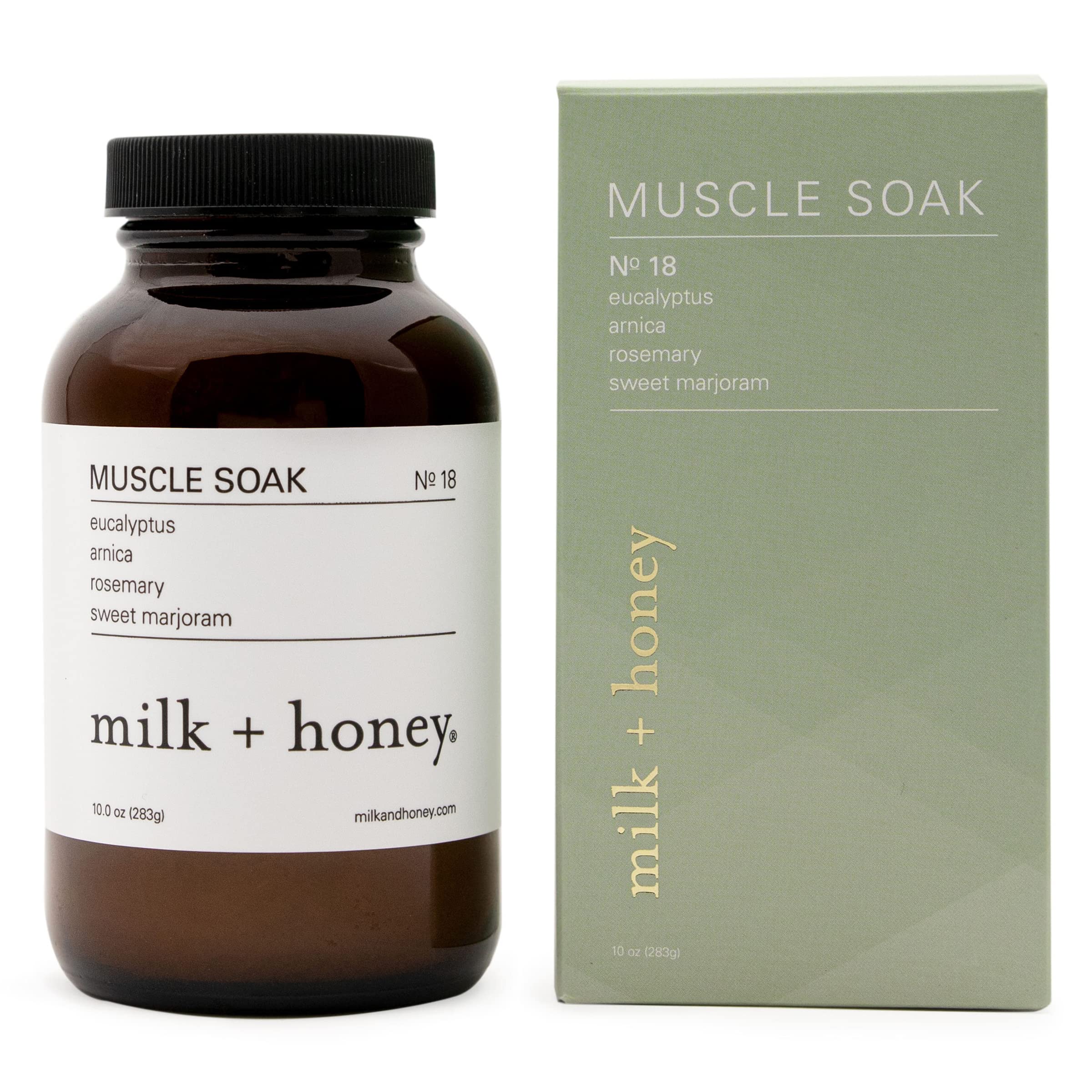 milk + honey Muscle and Bath Soak No. 18, Eucalyptus, Arnica, Rosemary & Sweet Marjoram, 10 oz.