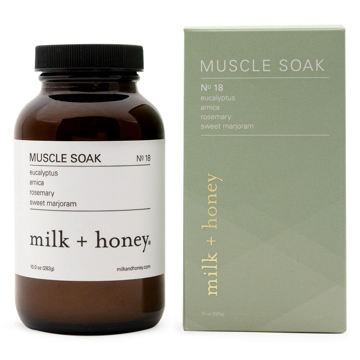 milk + honey Muscle and Bath Soak No. 18, Eucalyptus, Arnica, Rosemary & Sweet Marjoram, 10 oz.