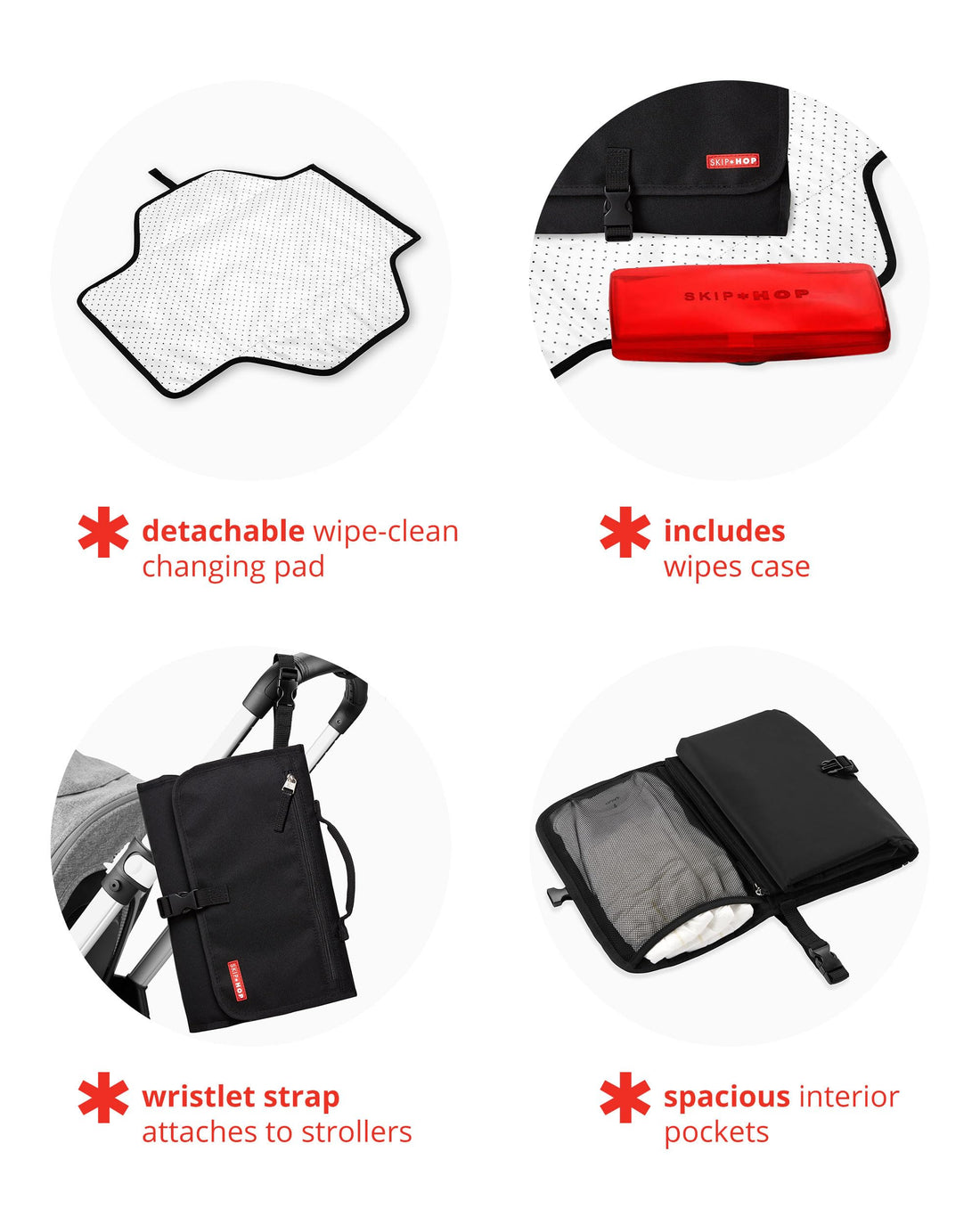 Skip Hop Portable Baby Changing Pad, Pronto, Black & White Stripe