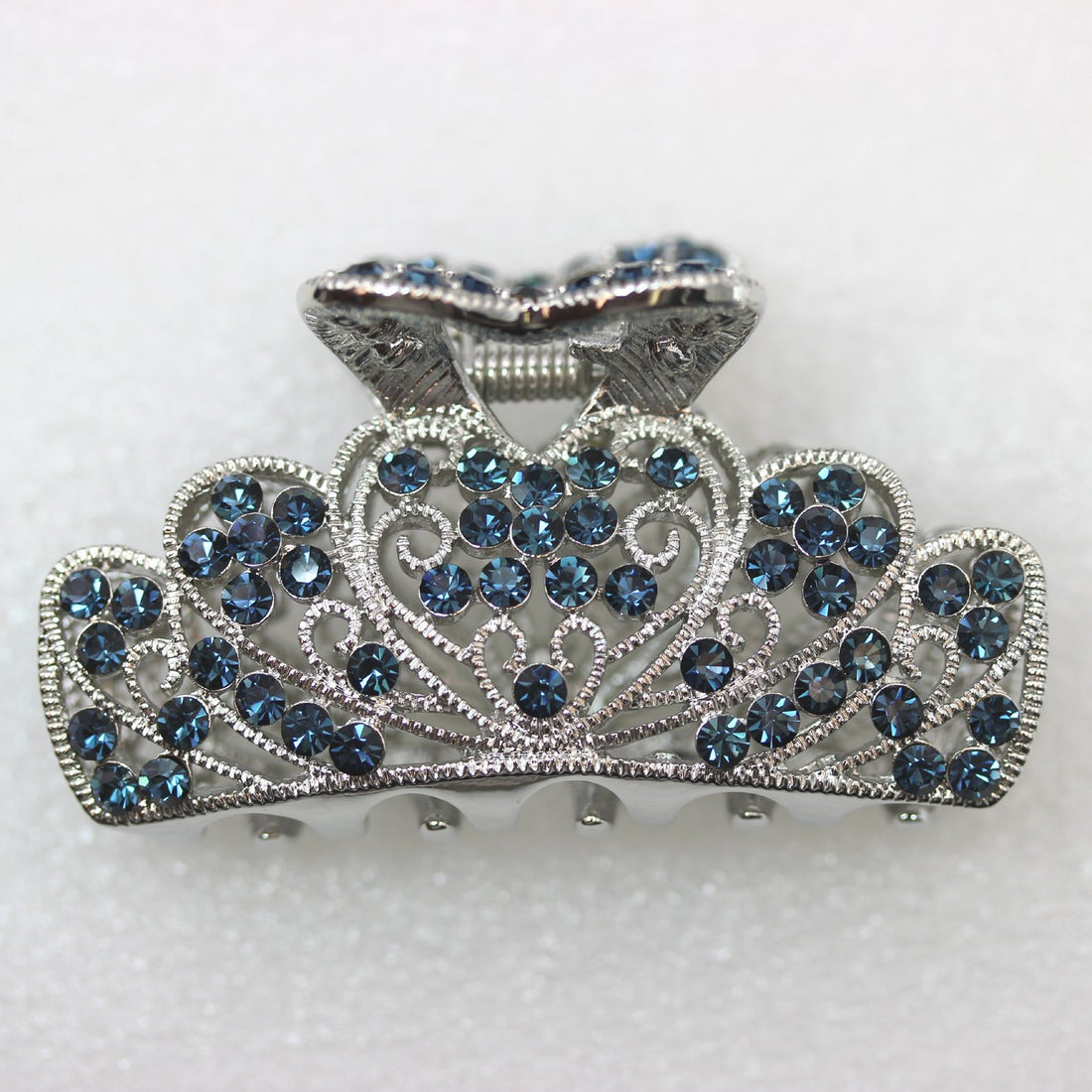 Faship Faship Navy Blue Rhinestone Crystal Floral Hair Claw