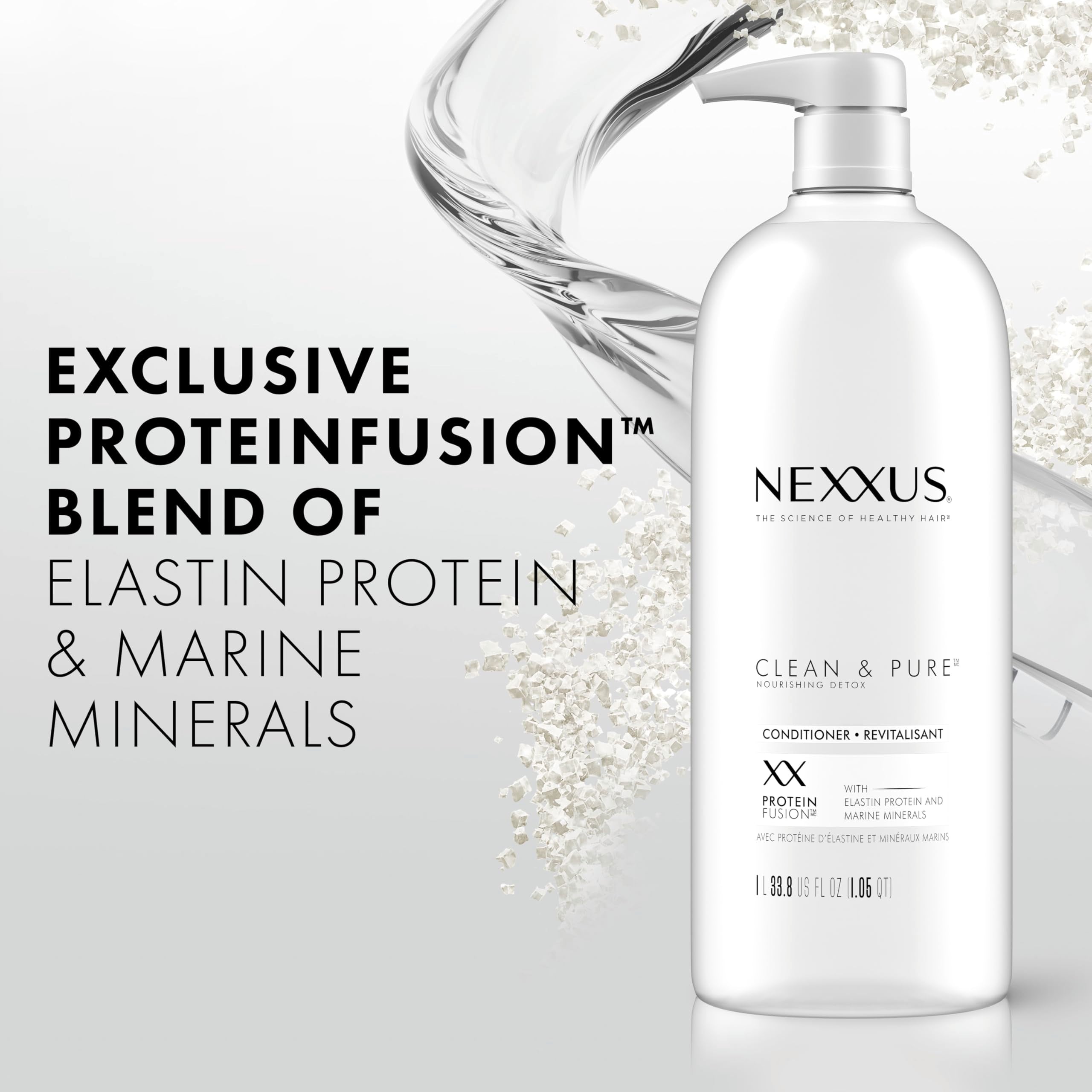 Nexxus Clean and Pure Clarifying Shampoo and Conditioner With ProteinFusion, 2-Pack for Nourished Hair Paraben Free Salon Shampoo 33.8 oz