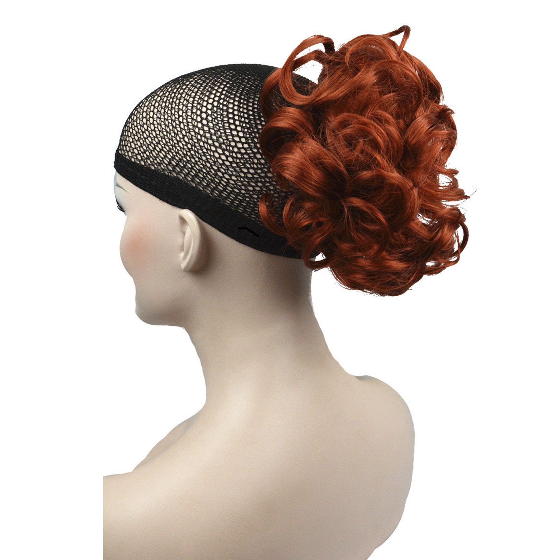 #130 Copper Red: Lydell Short Ponytail Hair Extension Wavy Synthetic Hair-Piece With Jaw Claw (#130 Copper Red)