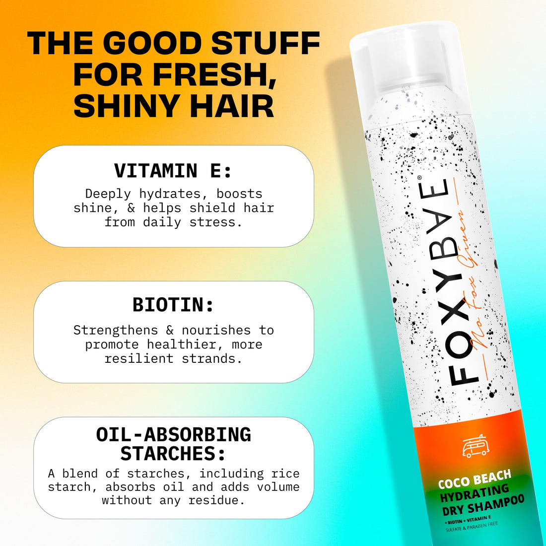 FoxyBae Dry Shampoo Spray for Women - All Hair Types - with Biotin, Vitamin E - Adds Texture, Volume; Absorbs Oil - Coco Beach - Sulfate & Paraben-Free - Beachy-Coconut Scented - Waterless - 7 Fl Oz