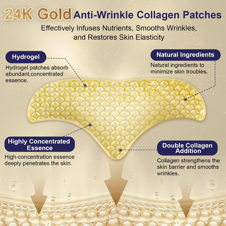 Forehead Wrinkle Patches 24 PCS | Anti Wrinkle Patches | Forehead Wrinkles Treatment | Smooth Fine Lines & Wrinkles | 24K Gold Collagen Patches for Forehead Wrinkle | Reduces Fine Lines & Frown Lines