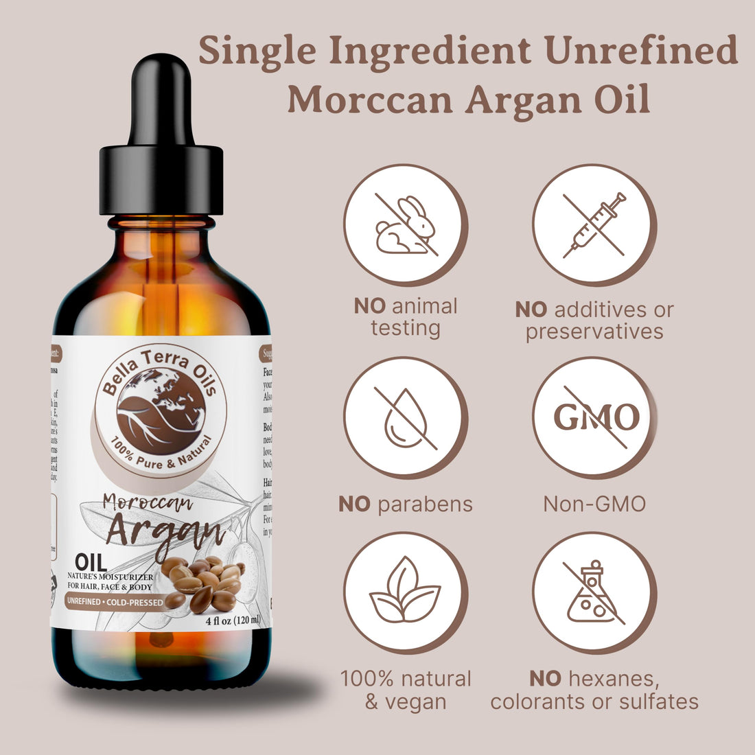 Bella Terra Oils - Argan Oil 16oz - Unrefined & Pure, Unlock the Magic of Moroccan Argan, Immerse in Natural Hair & Skin Nourishment