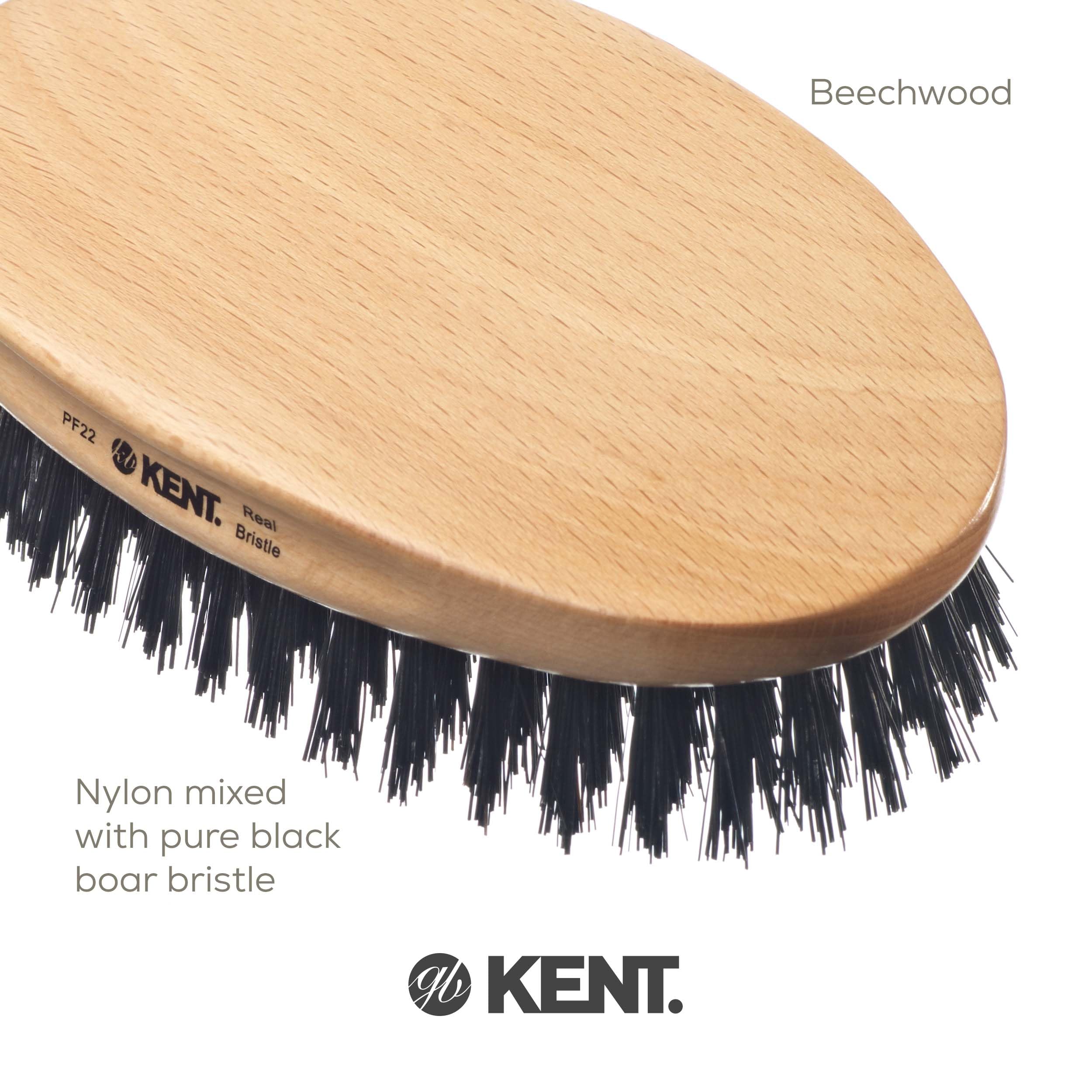Kent PF22 Mens Military Natural Bristle Hair Brush