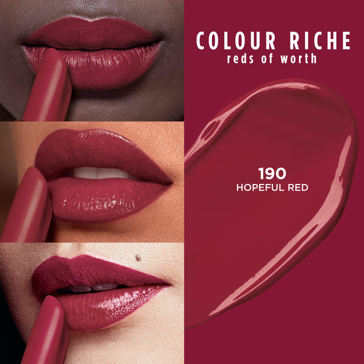 L'Oreal Paris Colour Riche Red Lipstick, Long Lasting, Satin Finish Smudge Proof Lipstick with Hydrating Argan Oil & Vitamin E, Reds of Worth, Hopeful Red, 0.13 Oz