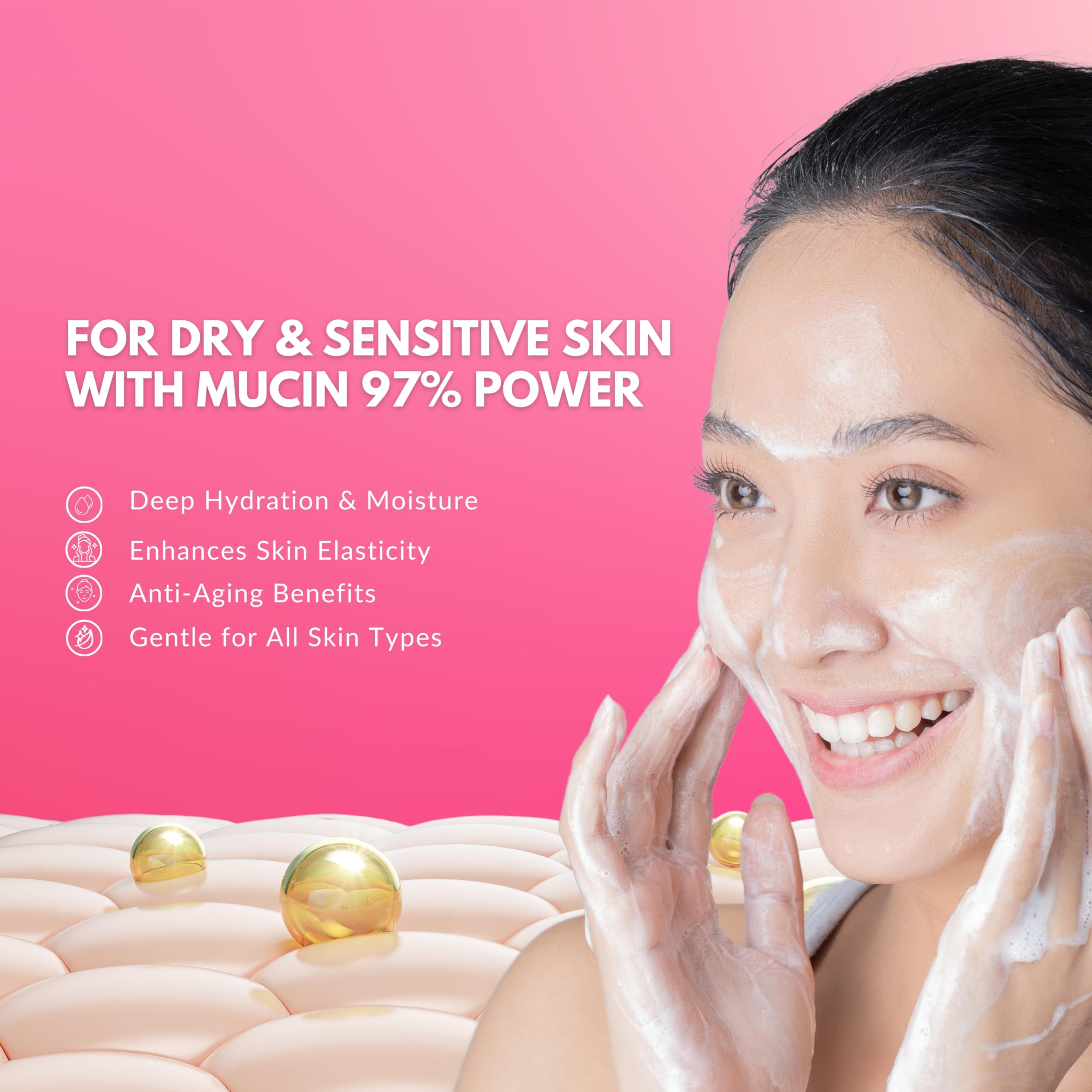 DelMark Products Snail Mucin Gel Cleanser, 5.07 Fl Oz / 150 mL, High Potency Gel Cleanser for Dry & Sensitive Skin with Mucin 97% Power - Korean Skincare