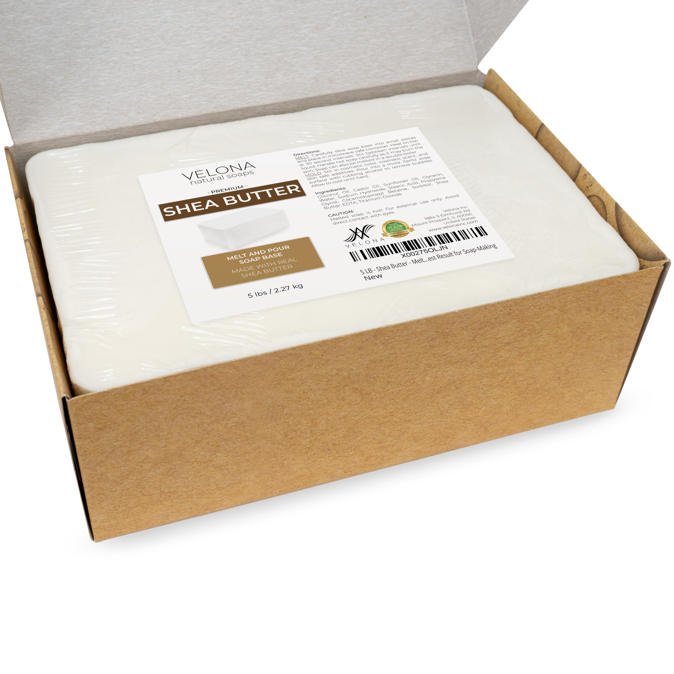 velona 5 LB - Shea Butter - Melt and Pour Soap Base SLS/SLES free | Natural Bars for The Best Result for Soap-Making